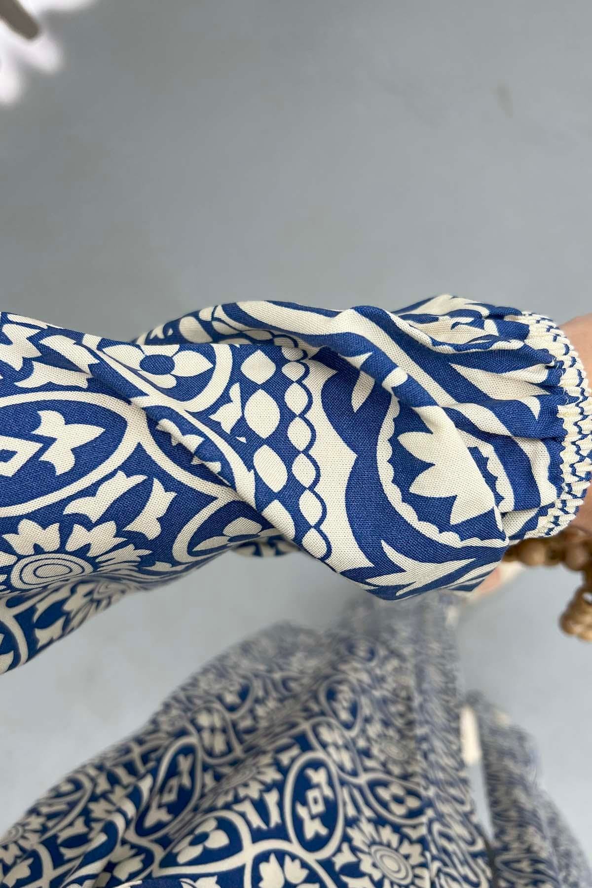 Desenli Kimono Takım Lacivert