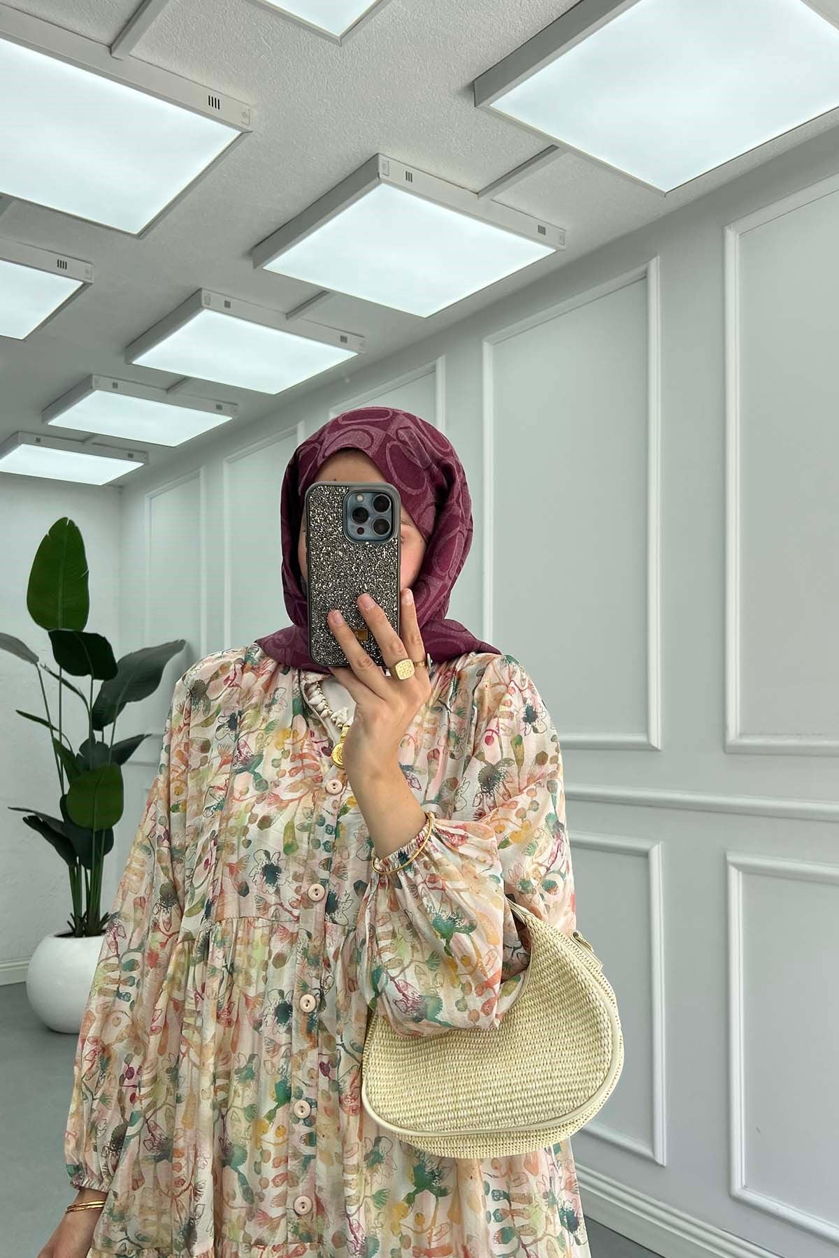 Desenli Mango Elbise Çok Renkli