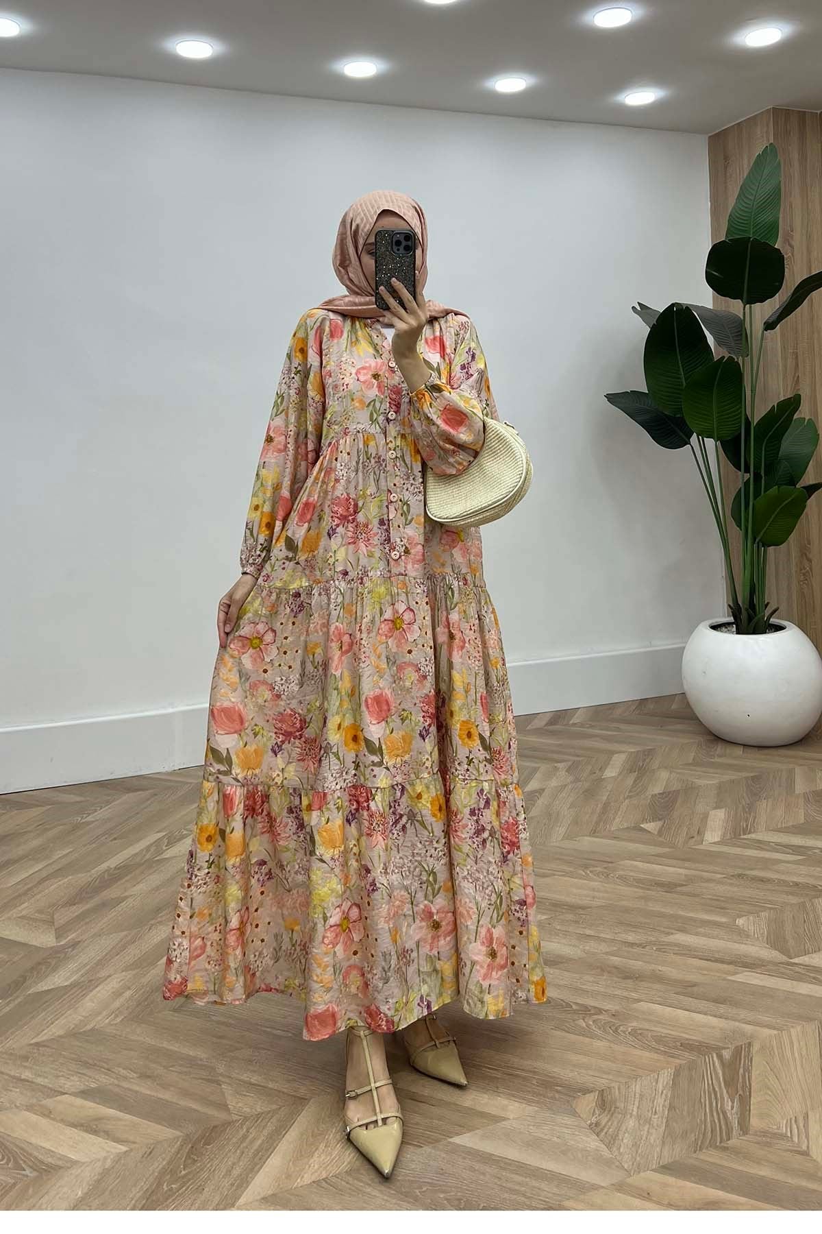 Desenli Mango Elbise Çok Renkli