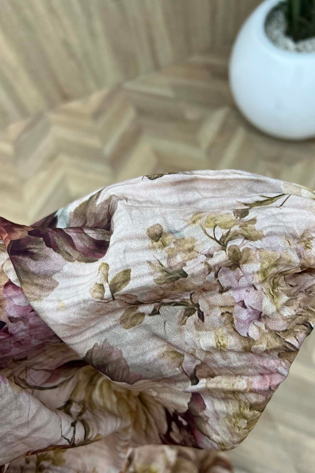 Desenli Mango Elbise Kahve-Bej