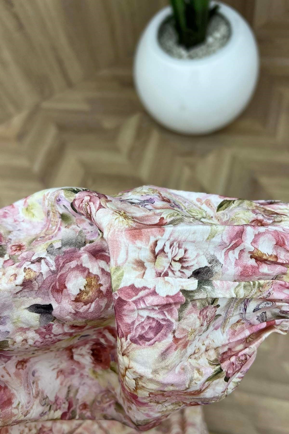 Desenli Mango Elbise Pembe