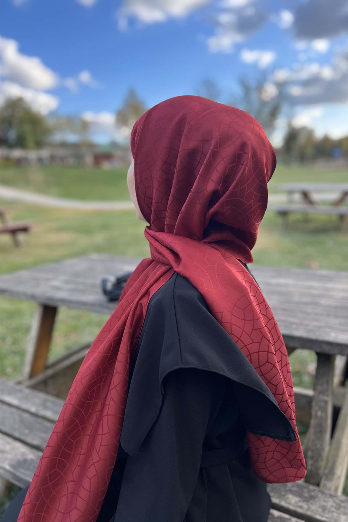 Desenli Şal Bordo