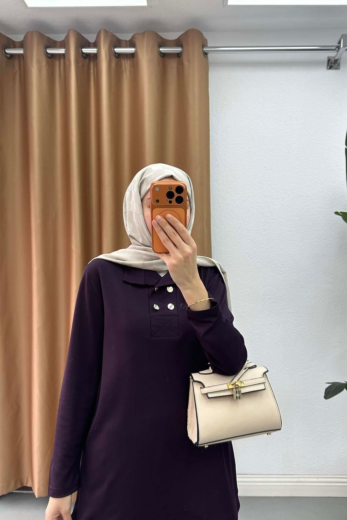 Dik Yaka Oysh Takım Mürdüm