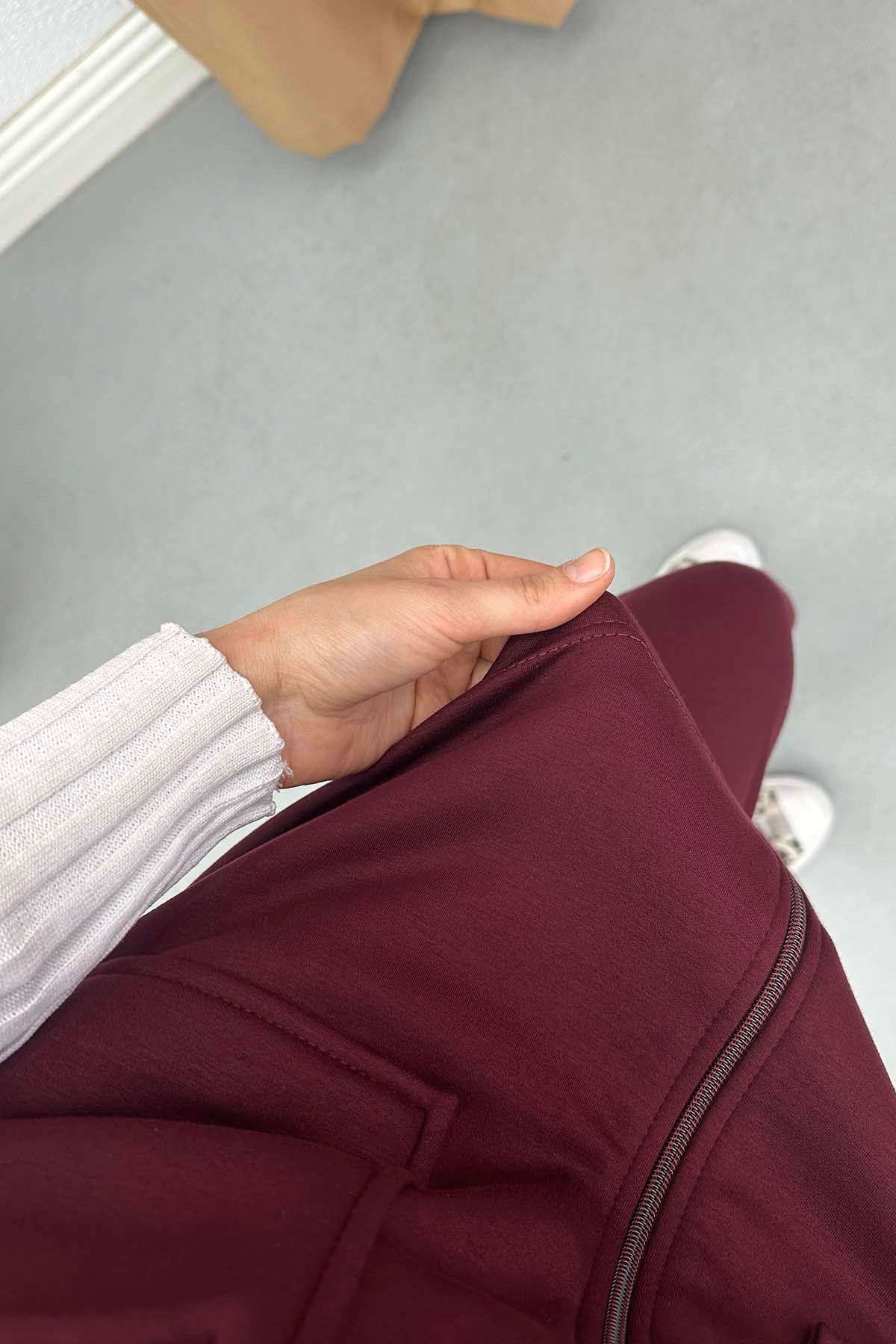 Dik Yaka Şardonlu Oysh Takım Bordo
