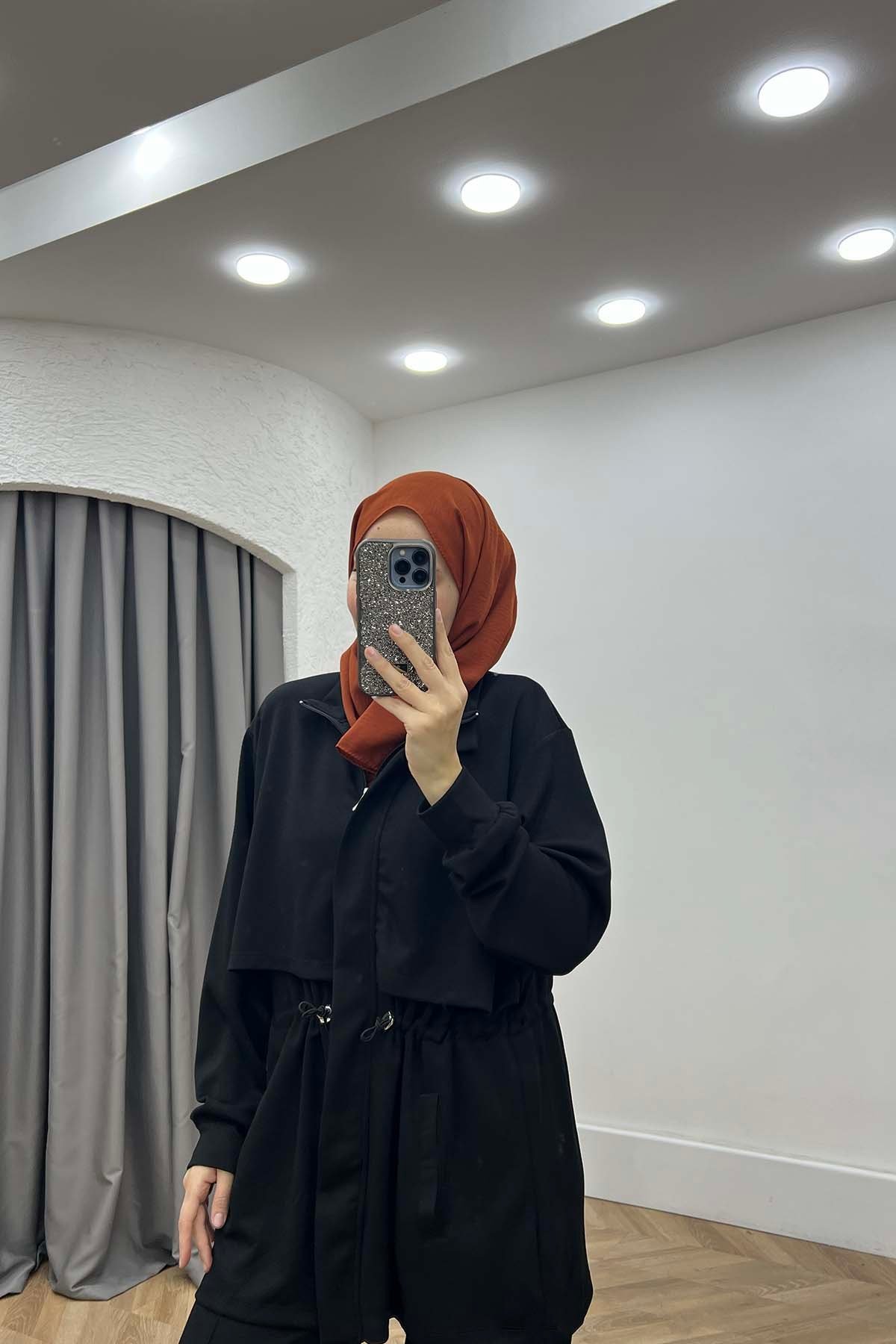 Dik Yaka Stoperli Relax Oysh Takım Siyah