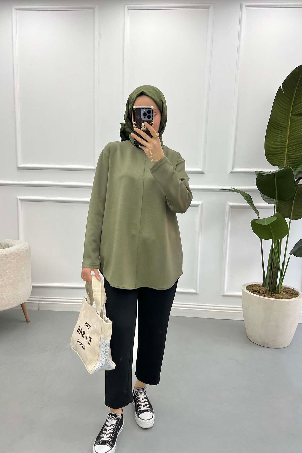 Dikiş Detaylı Oysh Tunik Haki