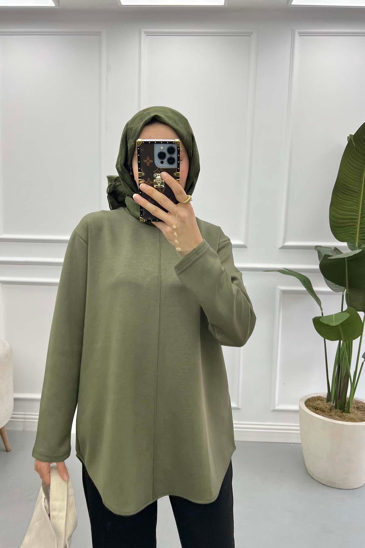 Dikiş Detaylı Oysh Tunik Haki