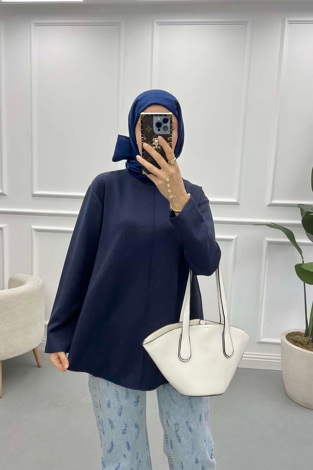 Dikiş Detaylı Oysh Tunik Lacivert