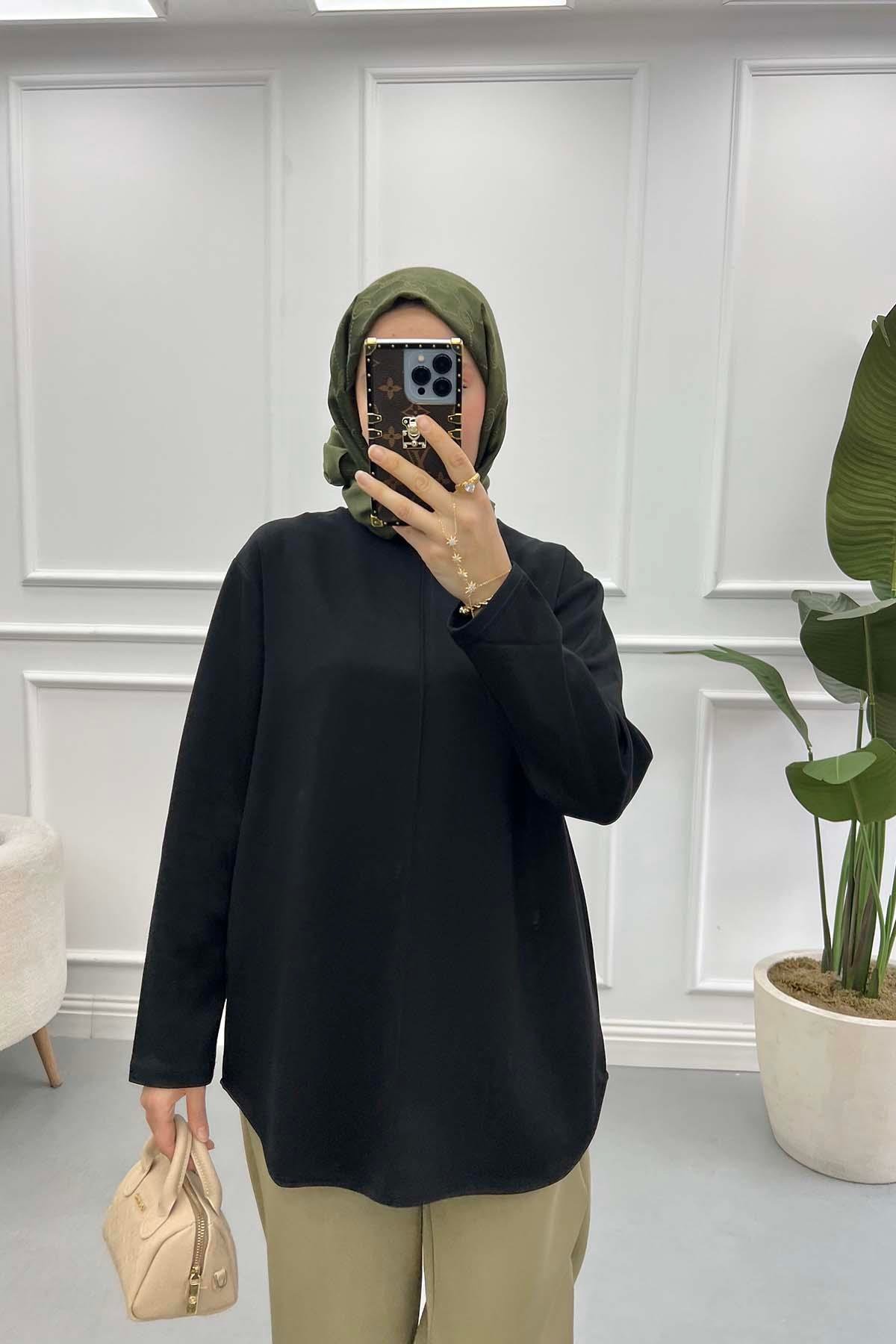 Dikiş Detaylı Oysh Tunik Siyah