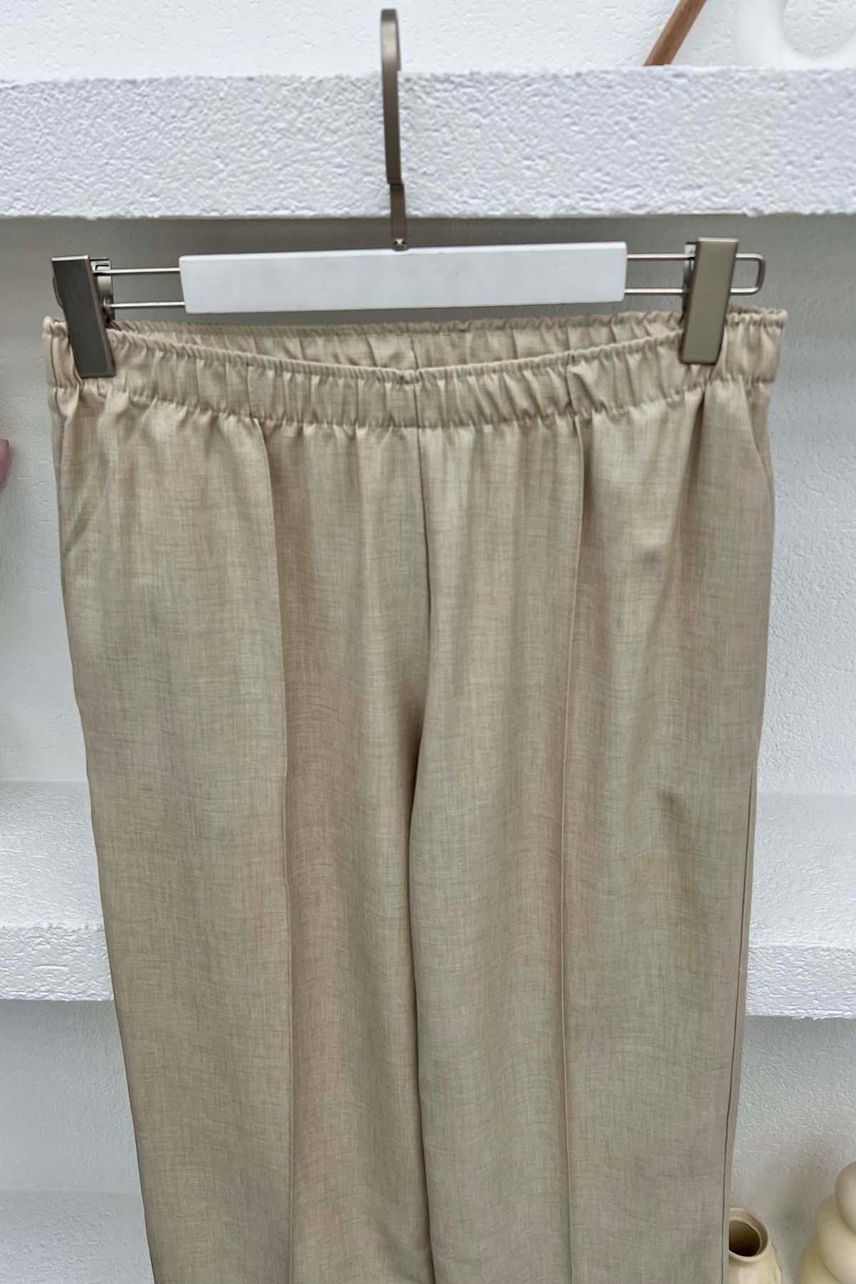 Dikiş Detaylı Pantolon Bej