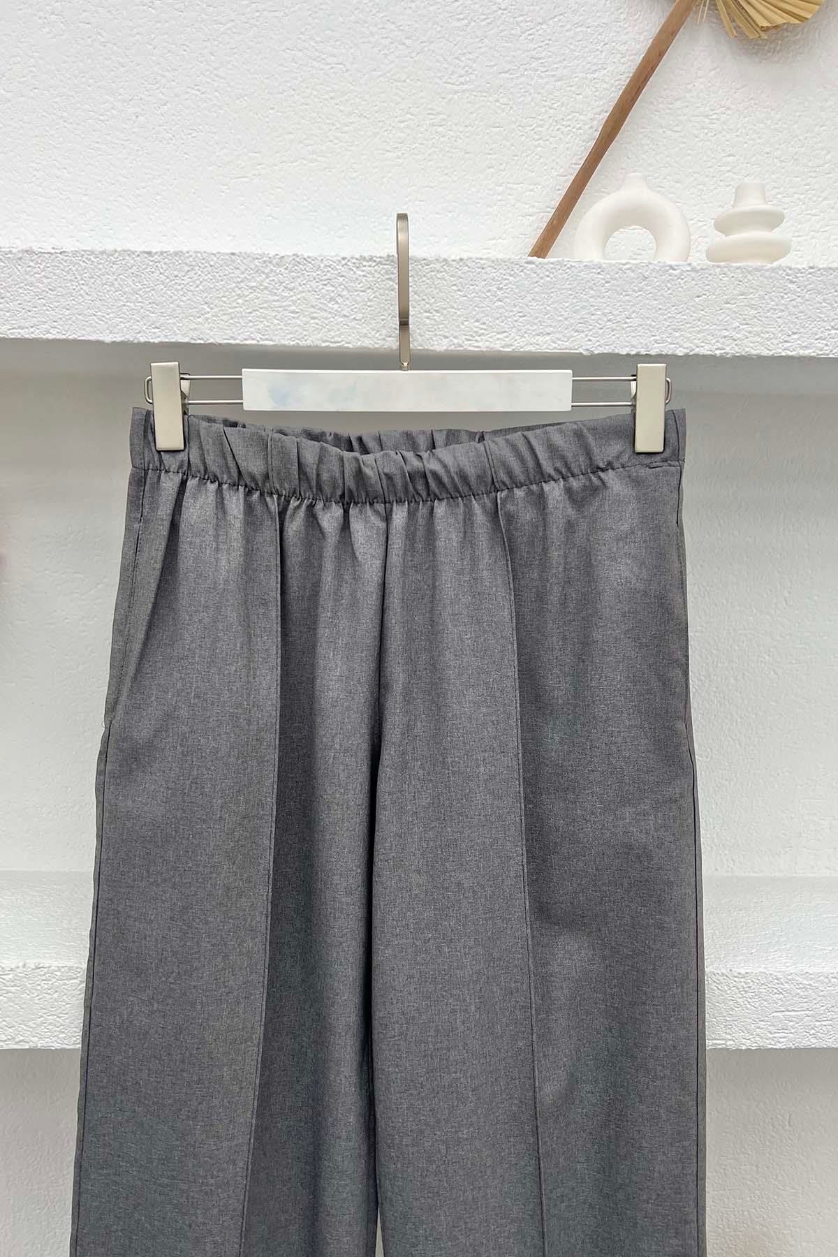 Dikiş Detaylı Pantolon Füme
