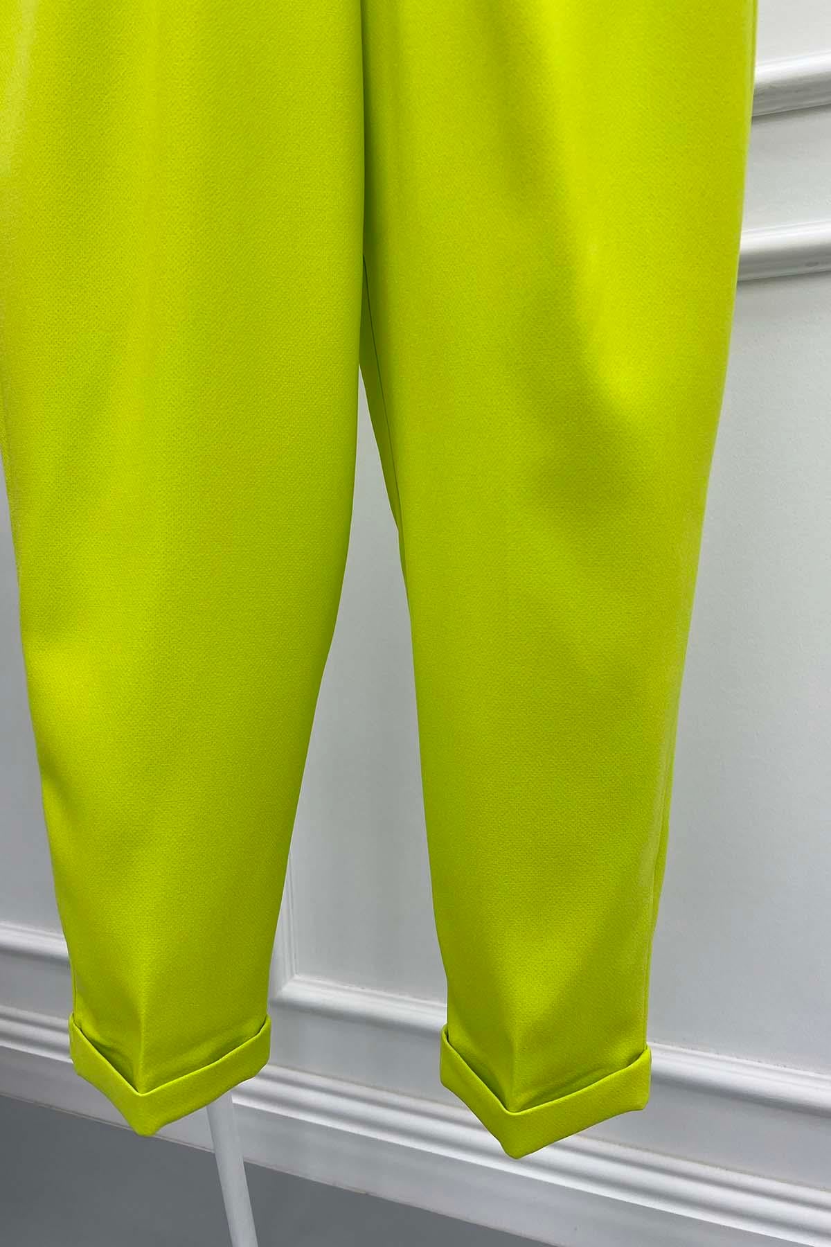 Double Paça Pantolon Neon Sarı