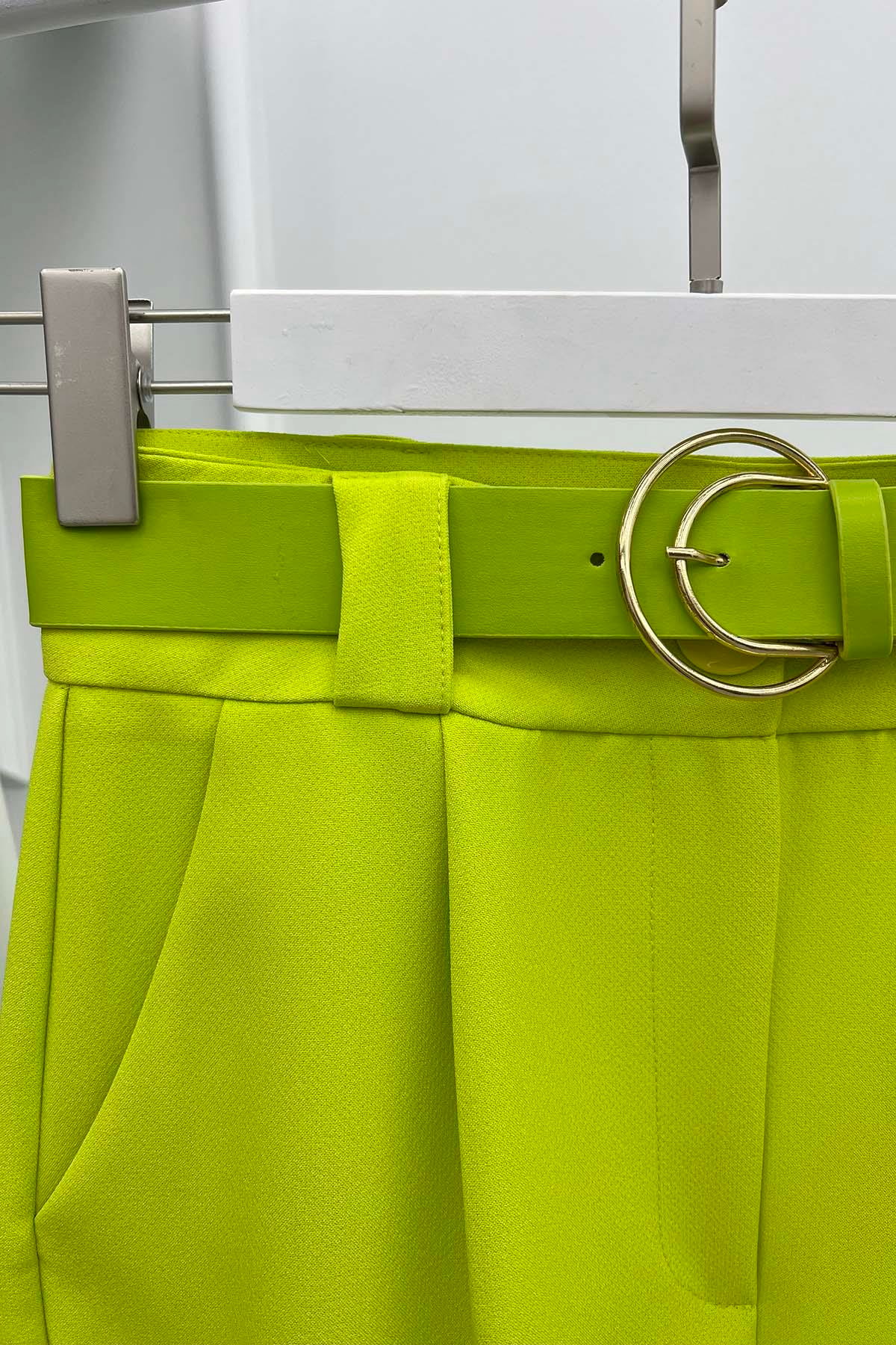 Double Paça Pantolon Neon Sarı