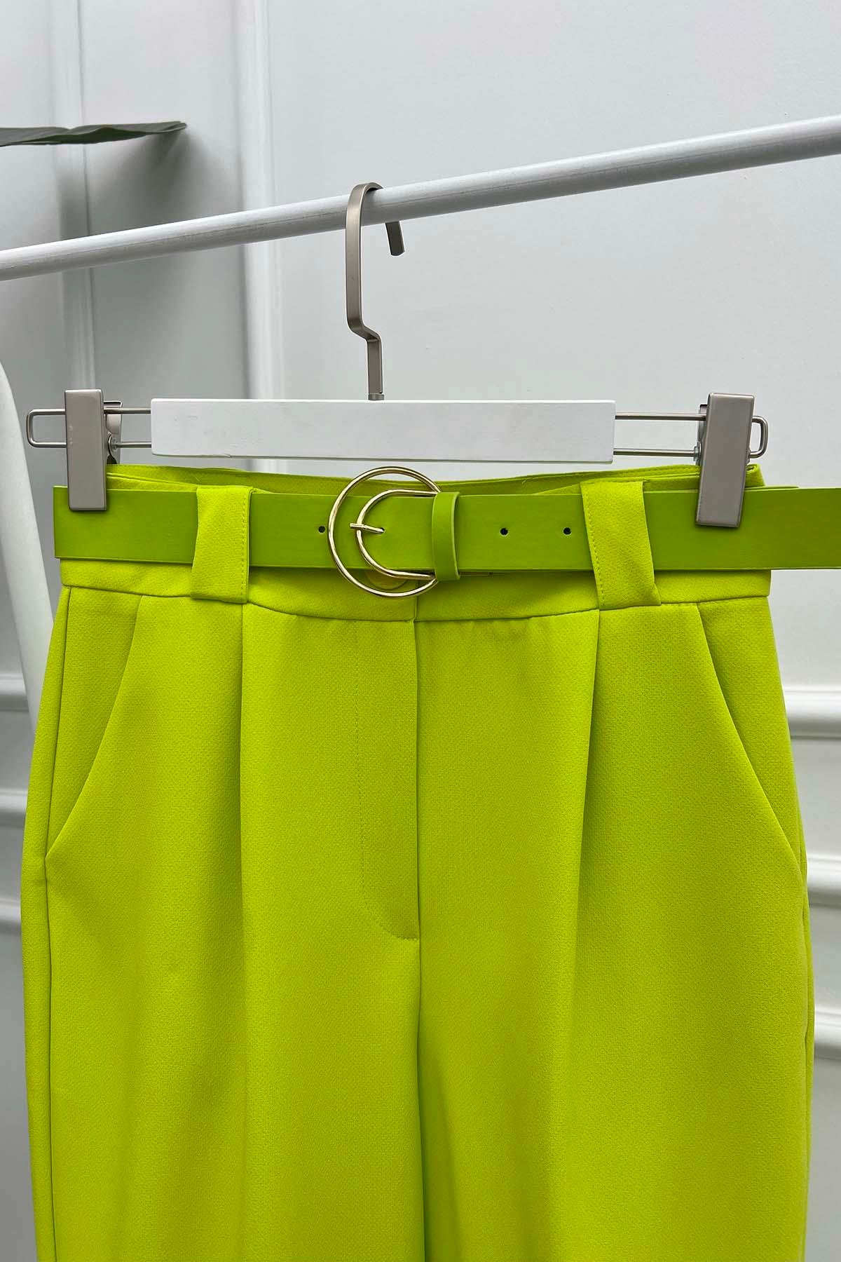 Double Paça Pantolon Neon Sarı