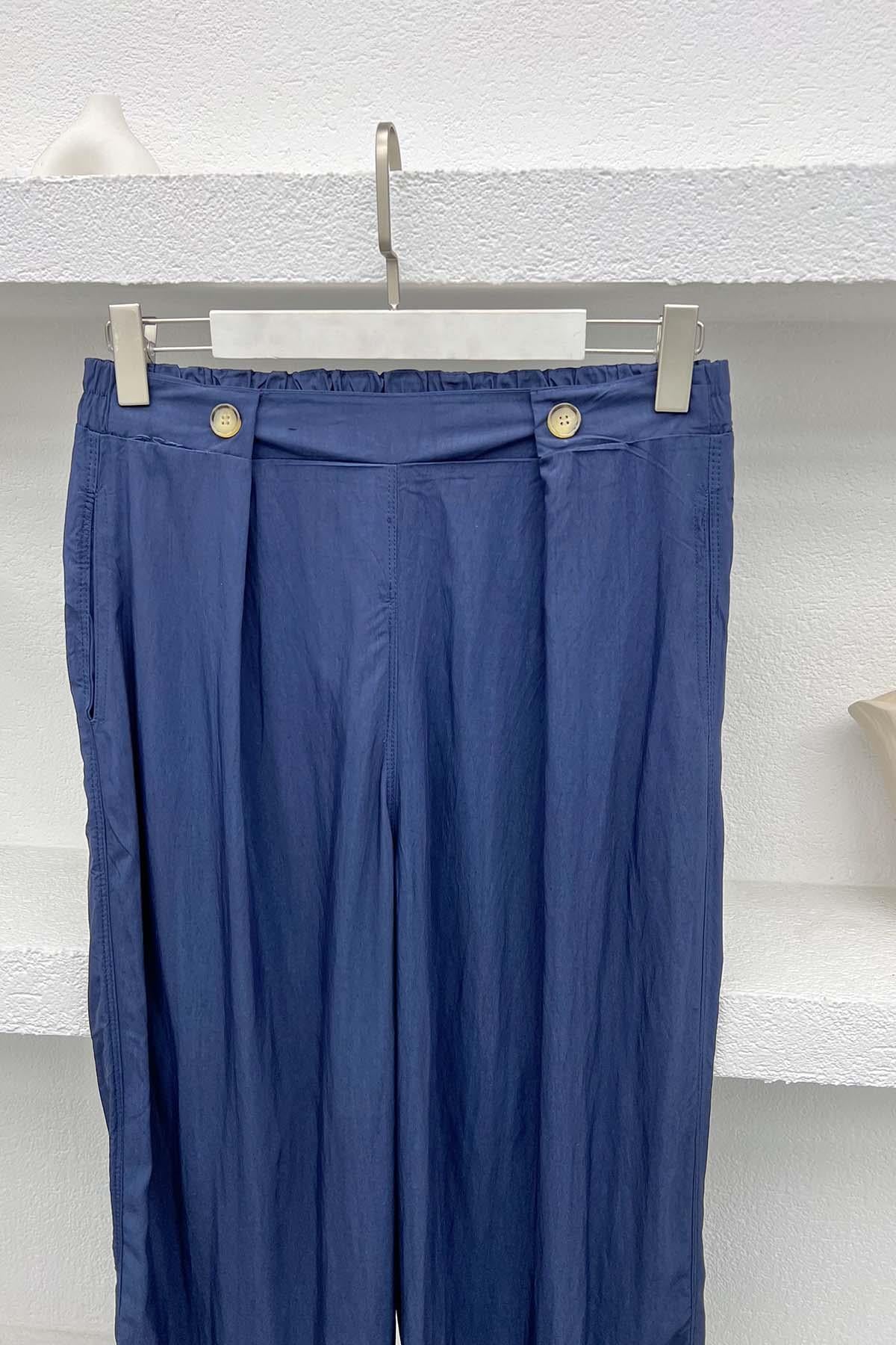 Düğme Detaylı Pantolon Lacivert