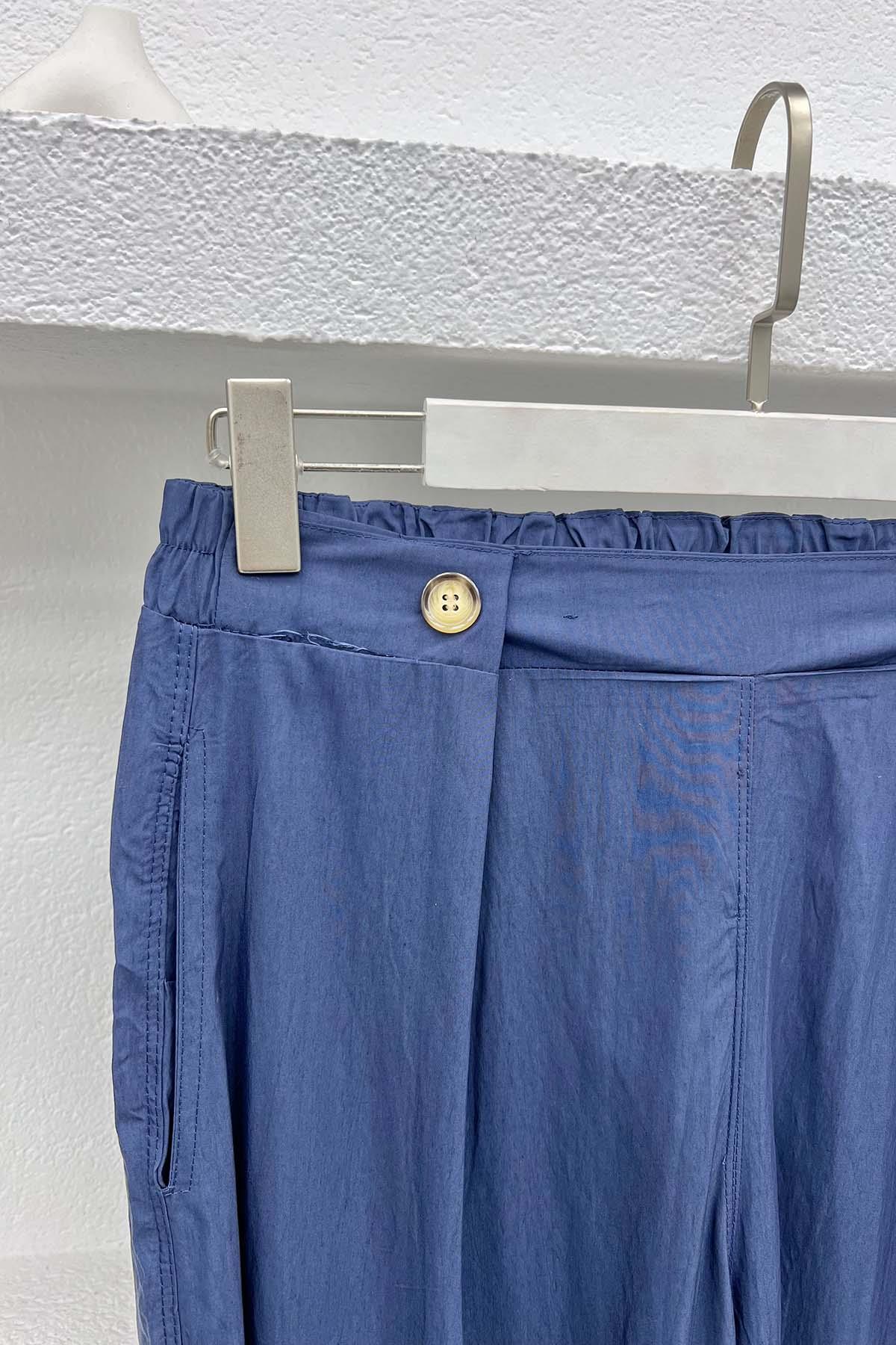 Düğme Detaylı Pantolon Lacivert