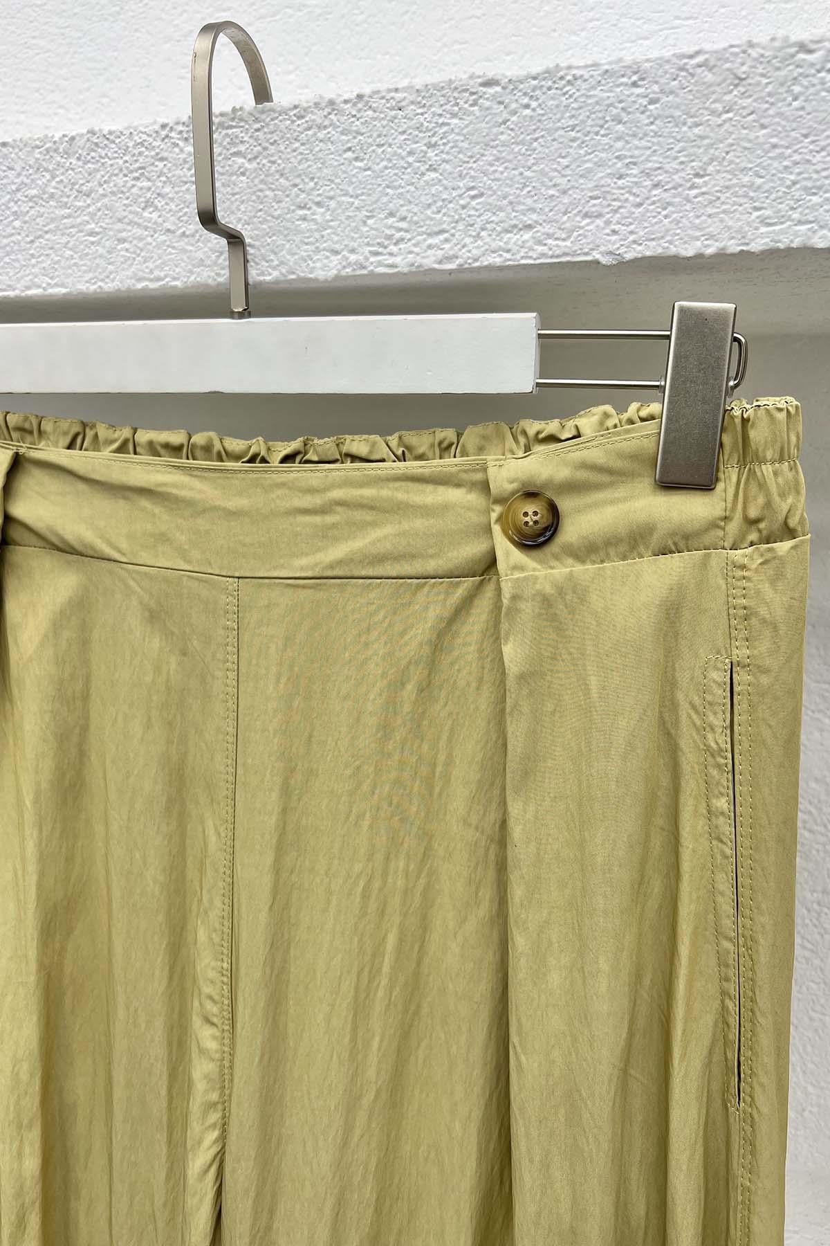 Düğme Detaylı Pantolon Soft Yeşil