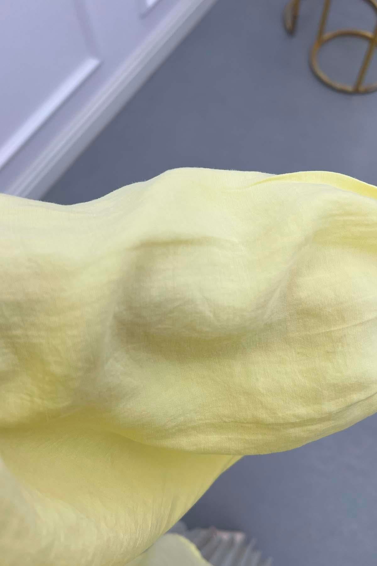 Düğme Detaylı Tensel Gömlek Sarı