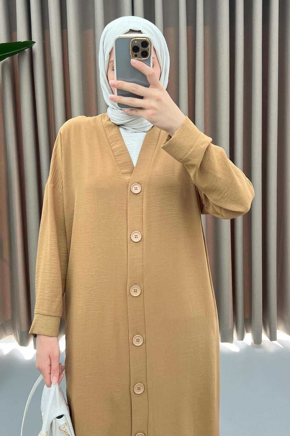 Düğmeli Tunik Camel