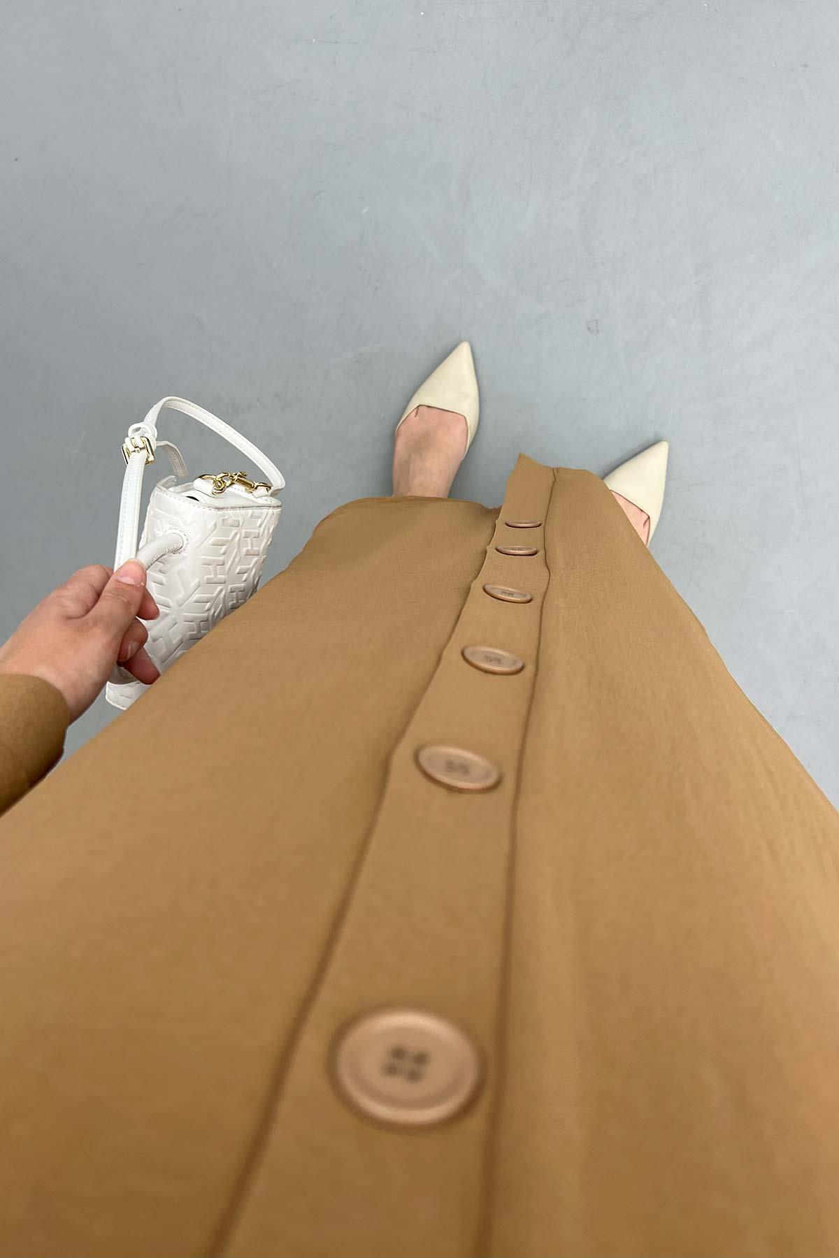 Düğmeli Tunik Camel