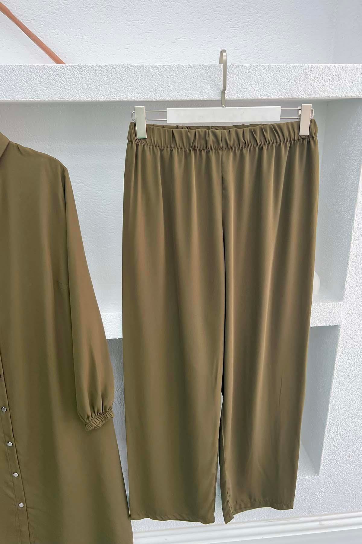 Düğmeli Tunik Takım Haki