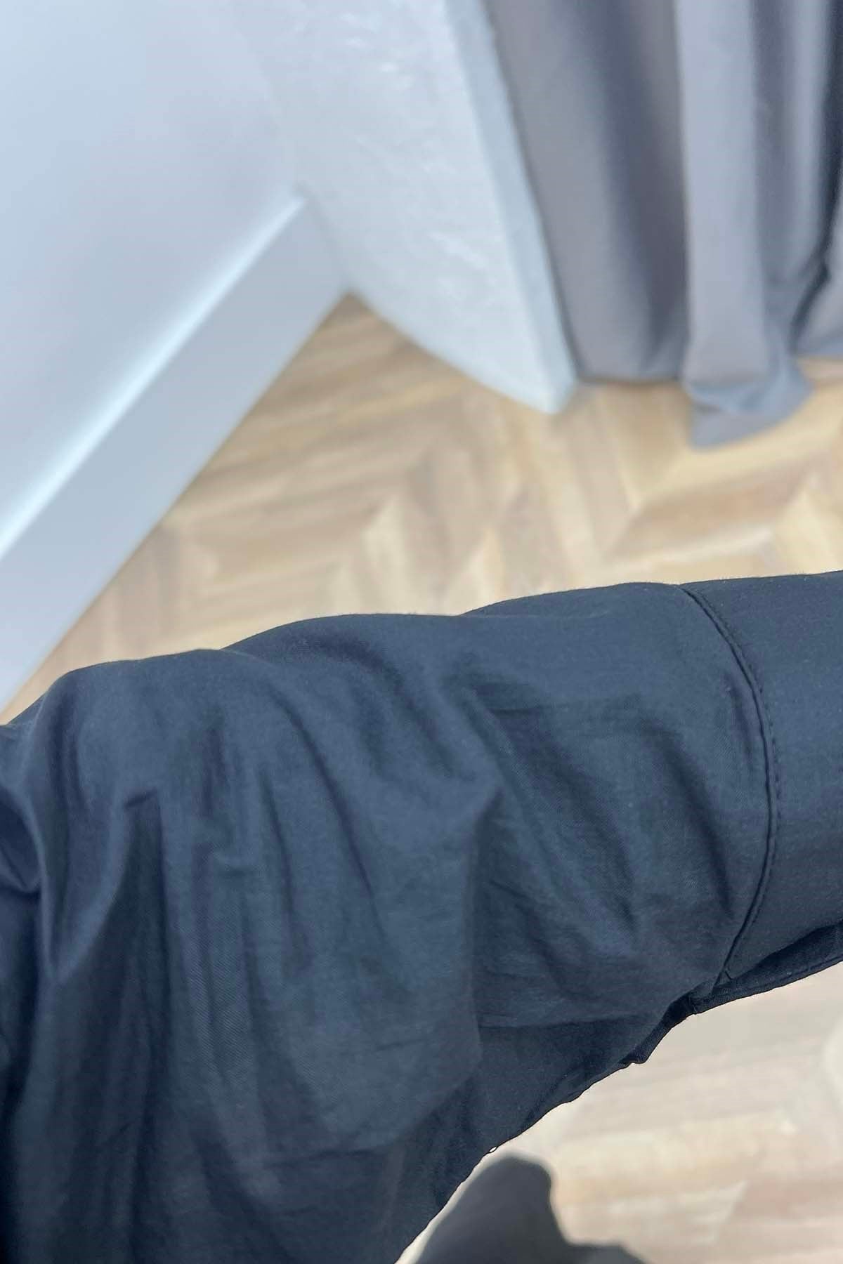 Etegi Katman Detaylı Gömlek Takım Siyah