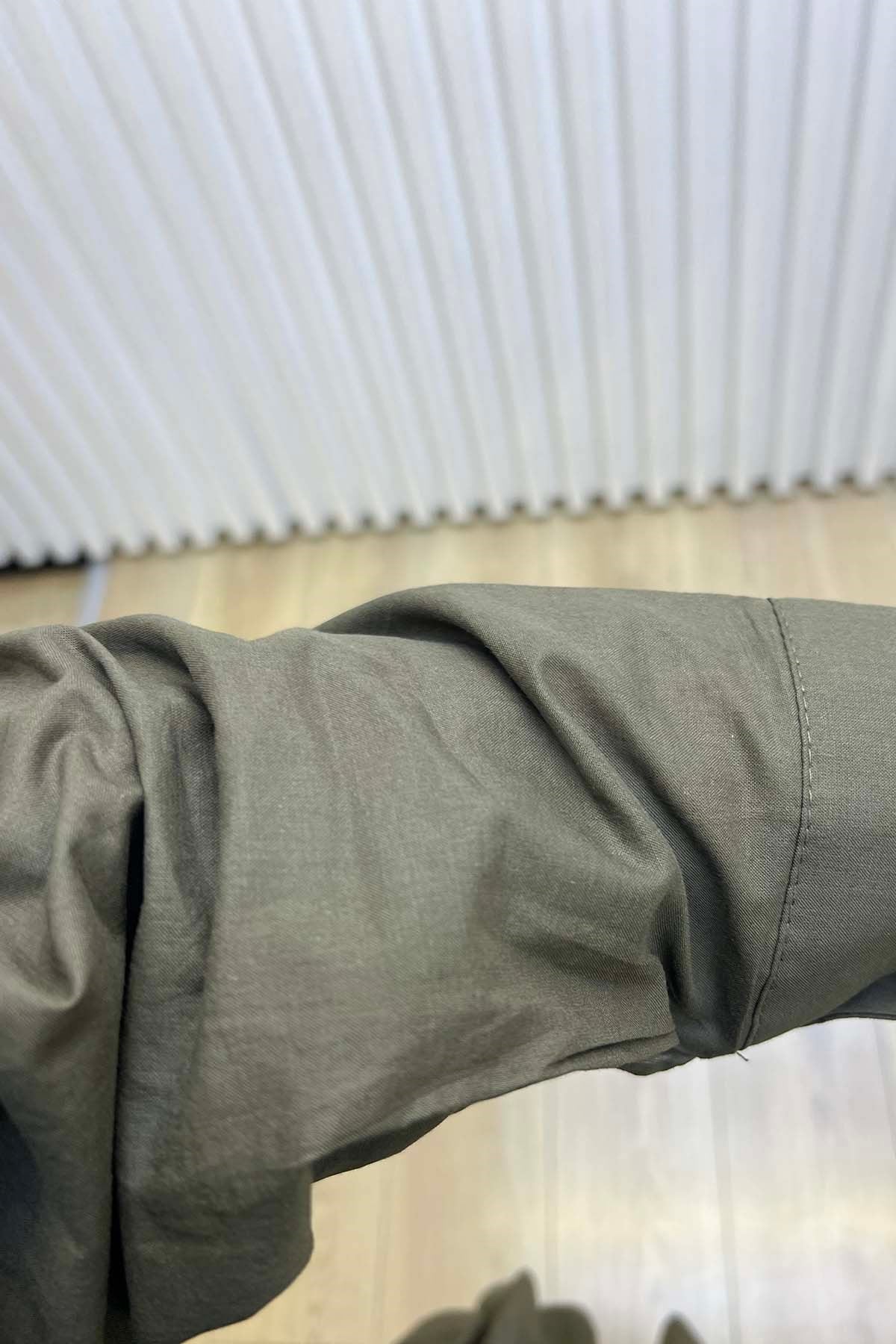 Eteği Volanlı Gömlek Takım Haki