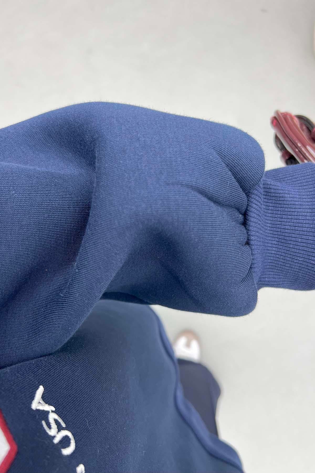 Fermuar Detaylı Üç İplik Sweatshirt Lacivert
