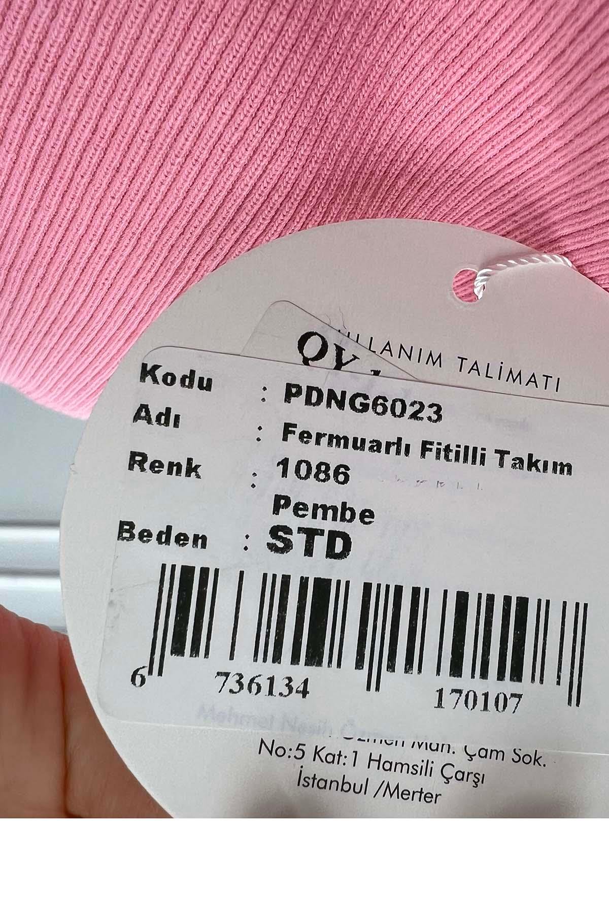 Fermuarlı Fitilli Takım Pembe
