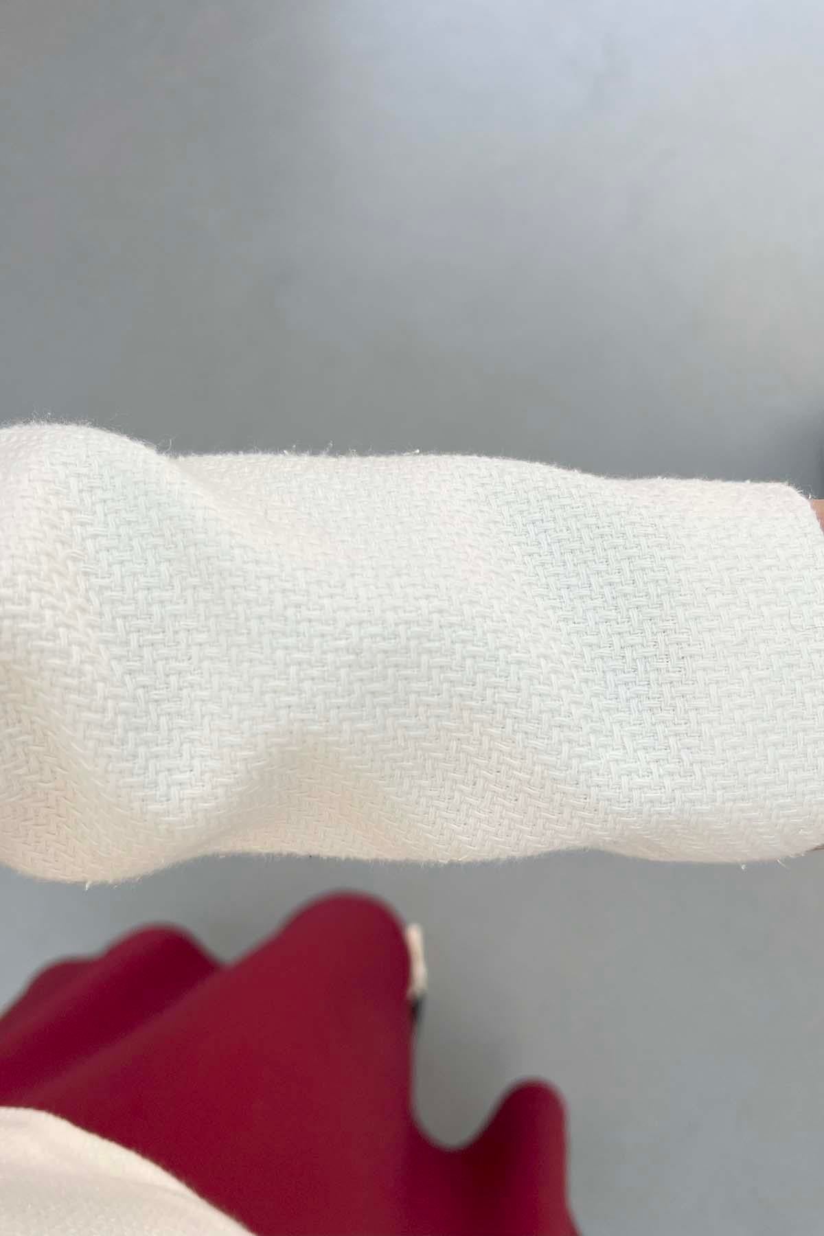 Fermuarlı Kısa Tüvit Ceket Beyaz
