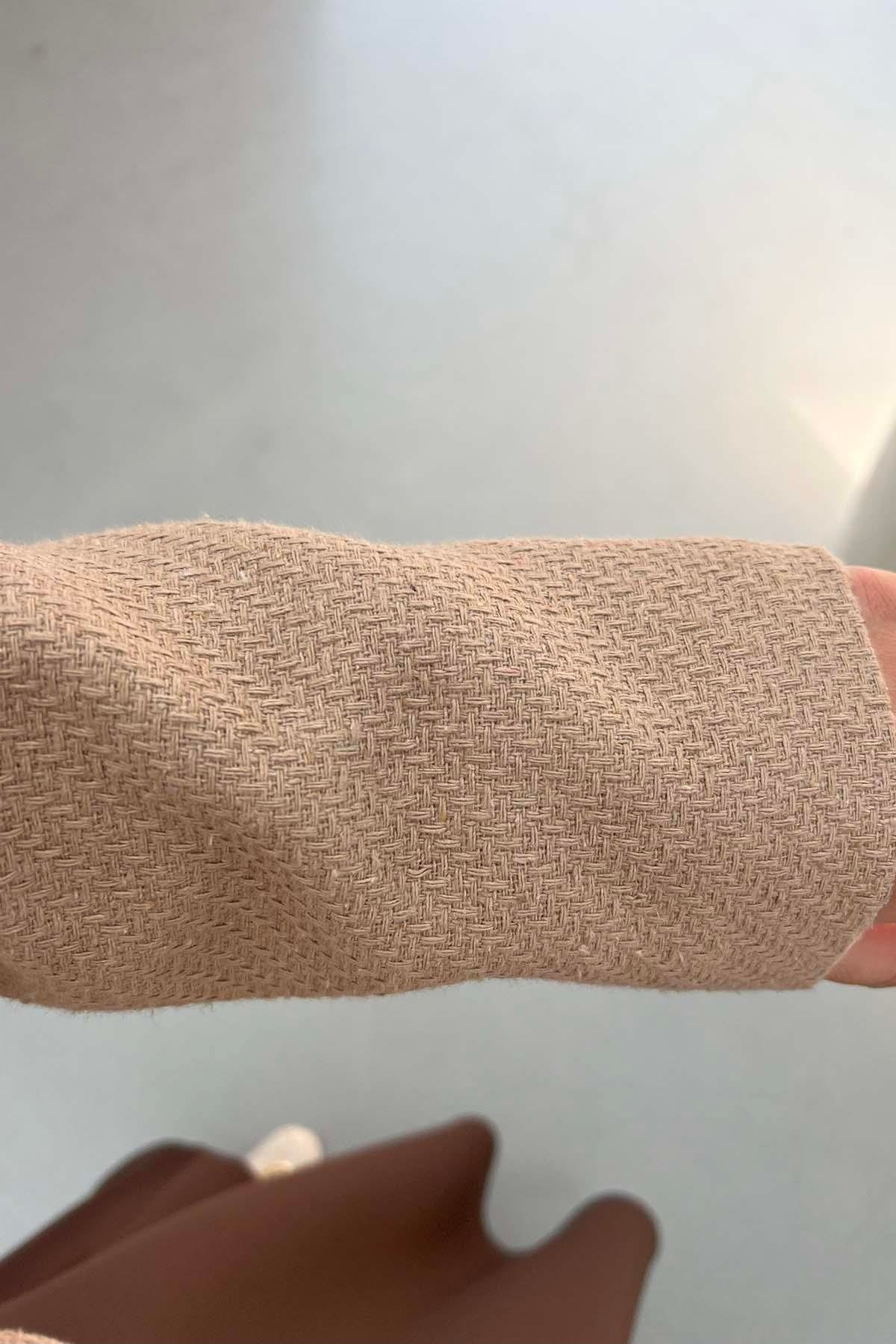 Fermuarlı Kısa Tüvit Ceket Sütlü Kahve