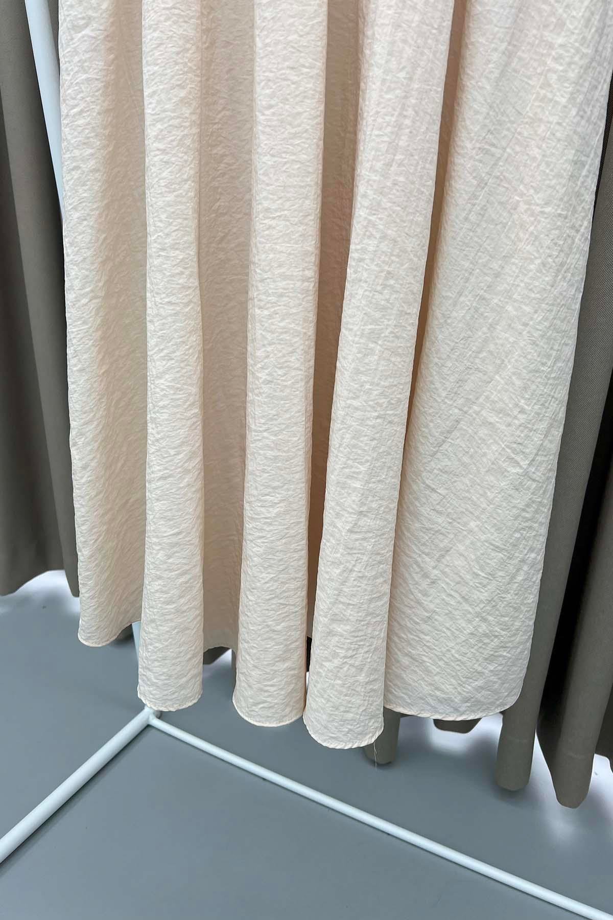 Fermuarlı Paraşüt Etek Ekru