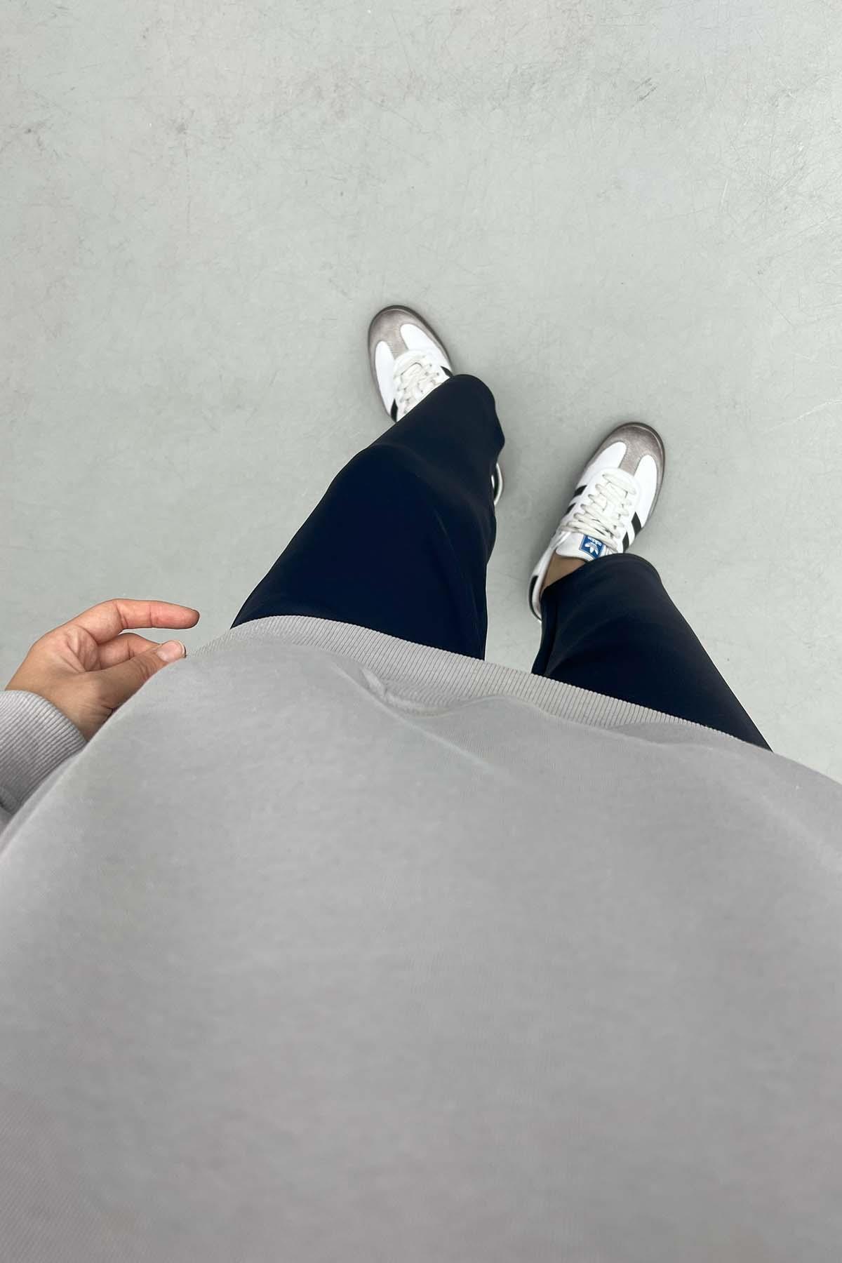 Fermuarlı Üç İplik Sweatshirt Gri