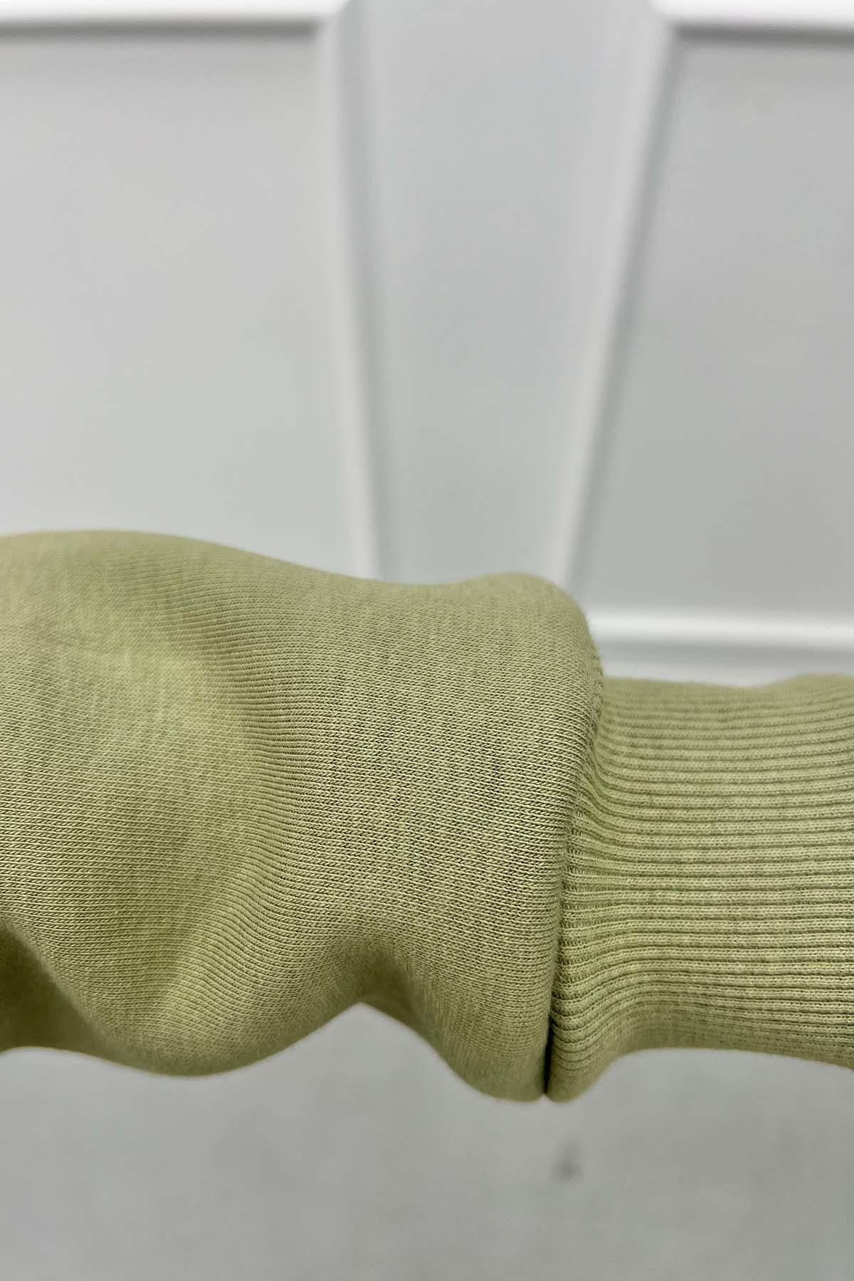 Fermuarlı Üç İplik Sweatshirt Soft Yeşil