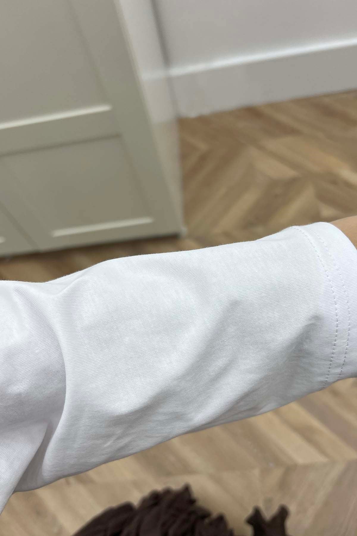 Figür Baskılı Rahat Kalıp Sweat Beyaz