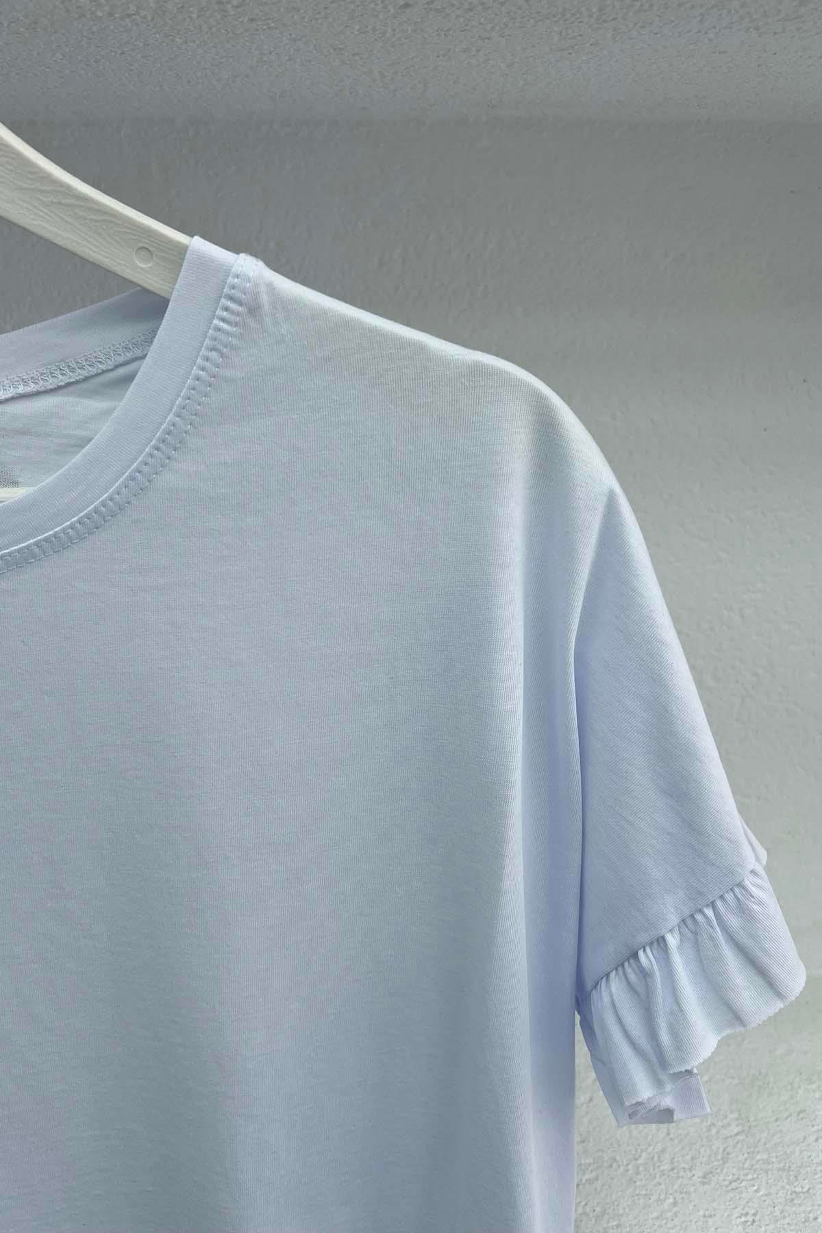 Fırfırlı T-Shirt Beyaz