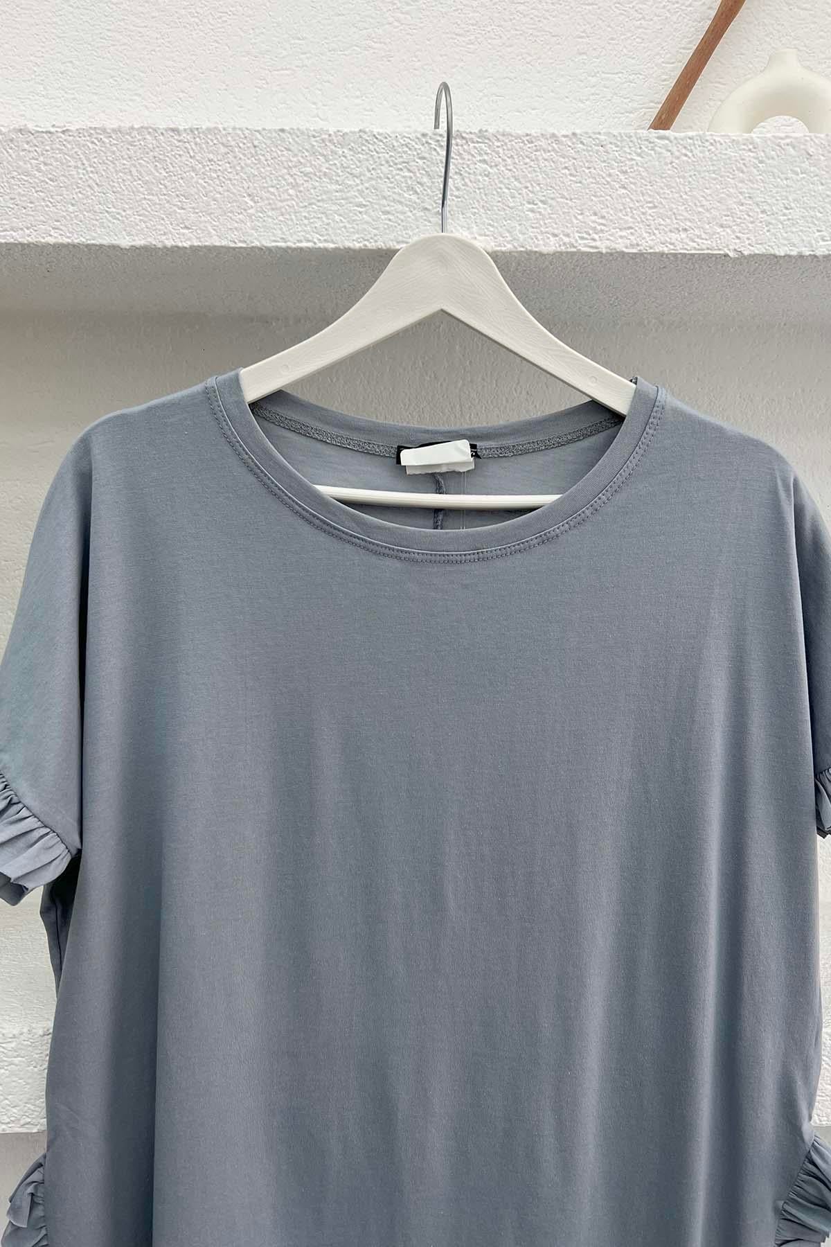 Fırfırlı T-Shirt Gri