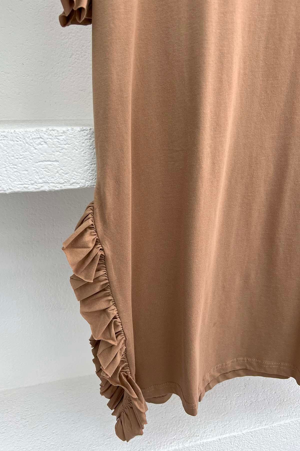 Fırfırlı T-Shirt Kahve