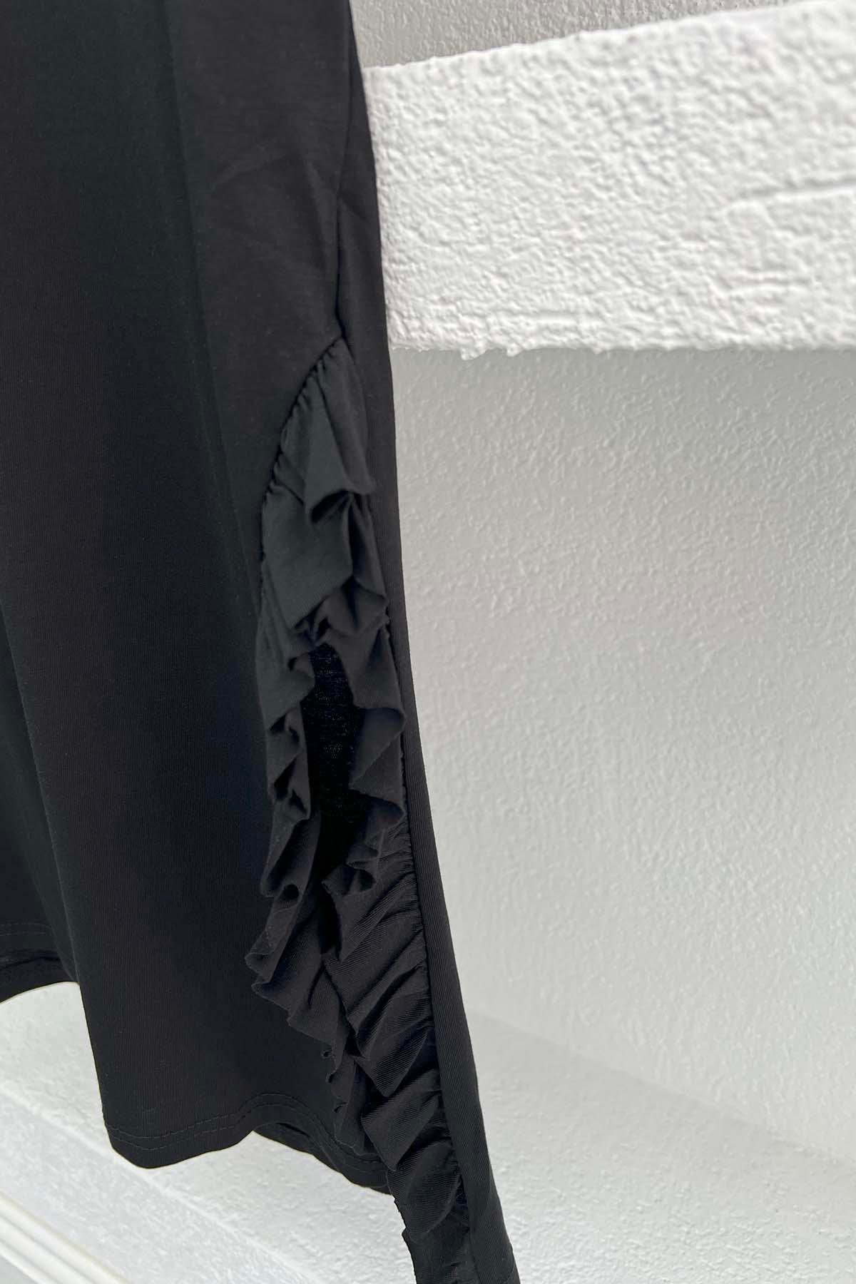 Fırfırlı T-Shirt Siyah