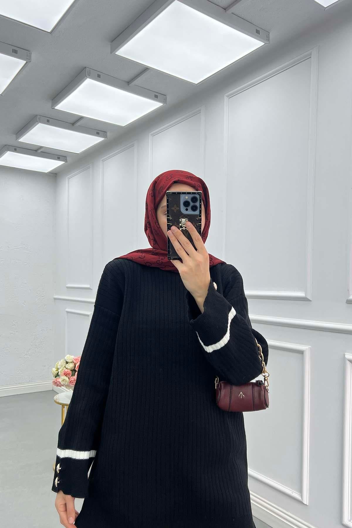 Fitilli Triko Takım Siyah