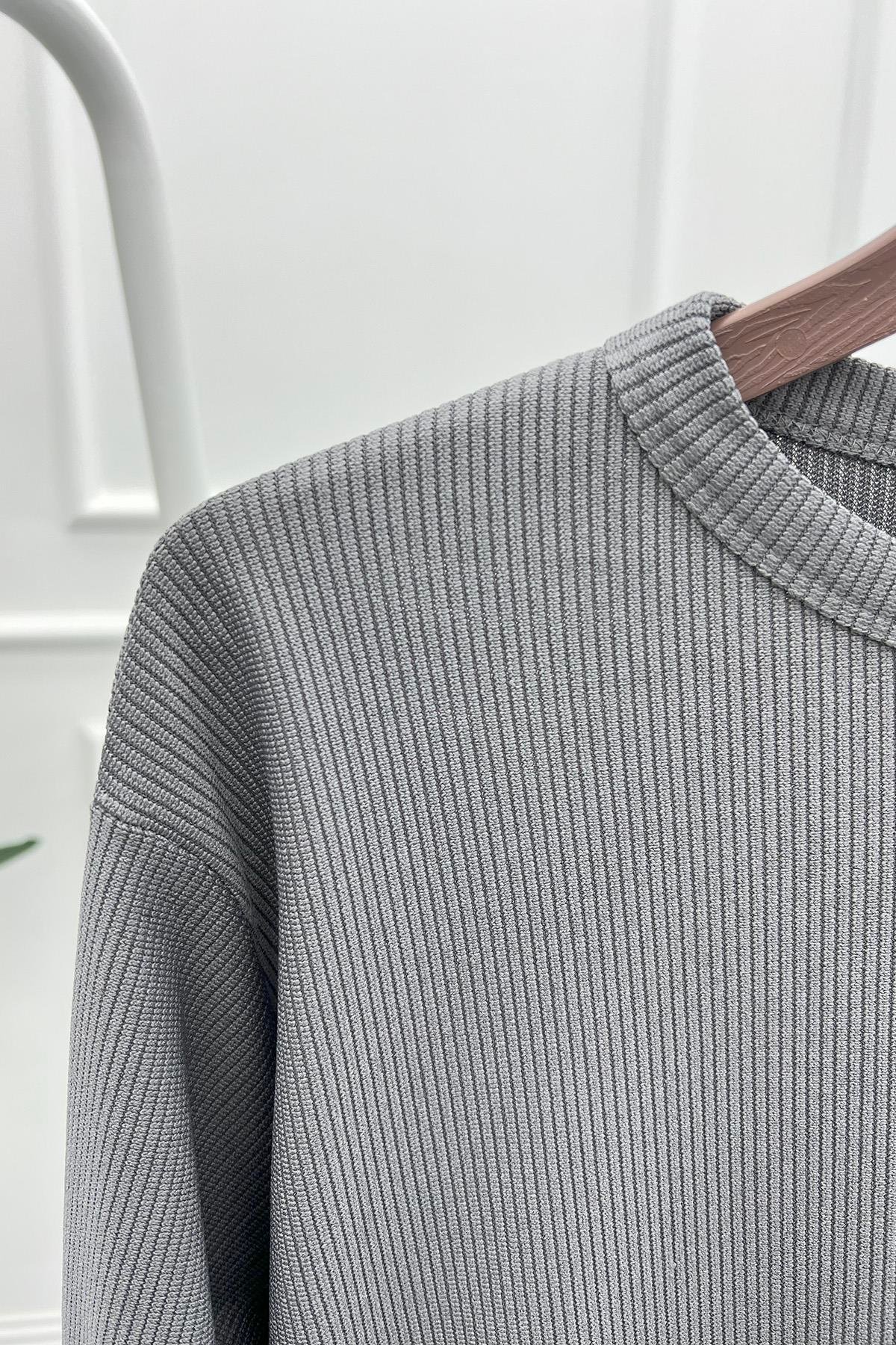 Fitilli Tunik Gri