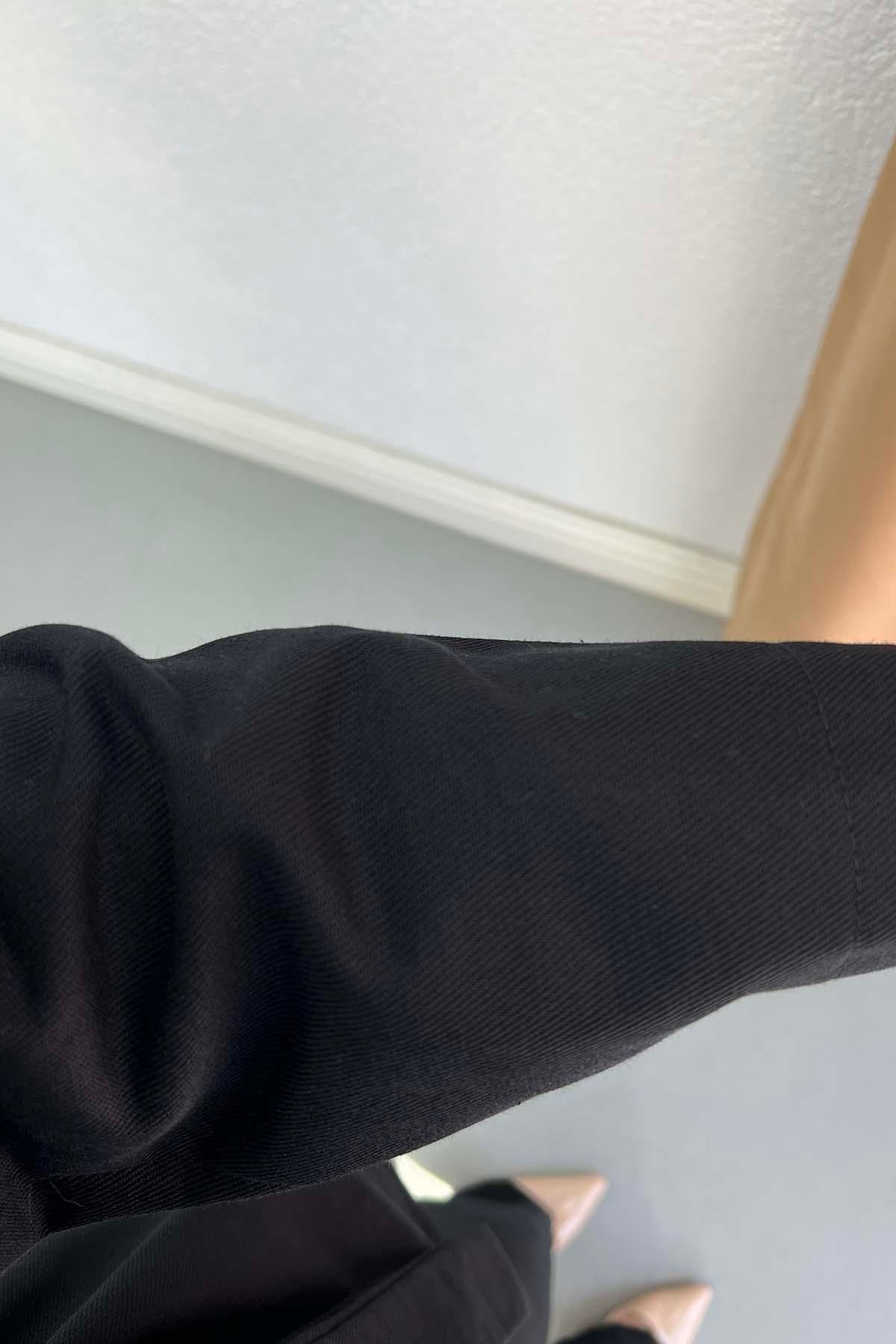 Gabardin Kumaş Çıt Çıtlı Safari Takım Siyah