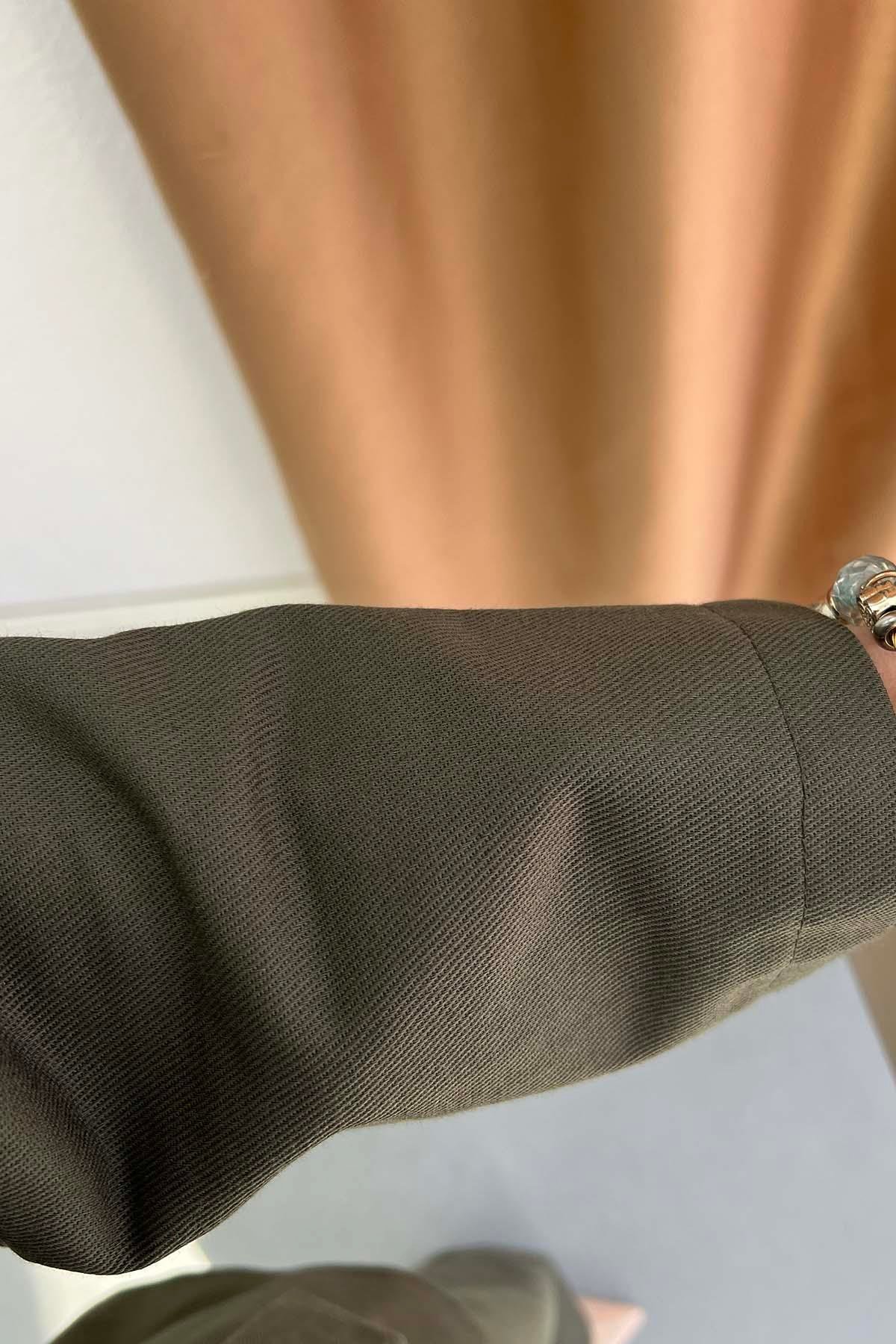 Gabardin Kumaş Çıt Çıtlı Safari Takım Haki