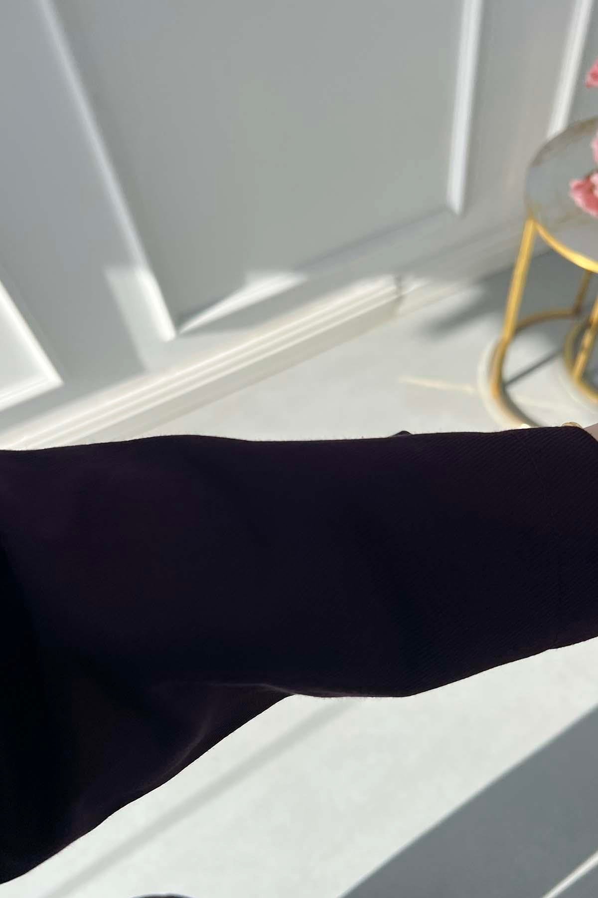 Gabardin Kumaş Çıt Çıtlı Safari Takım Mürdüm