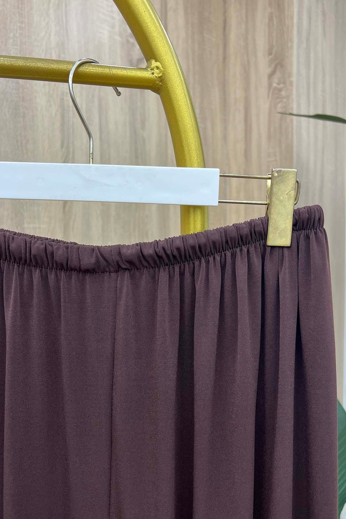 Geleneksel Silüet Akışkan Şalvar Pantalon Kahve