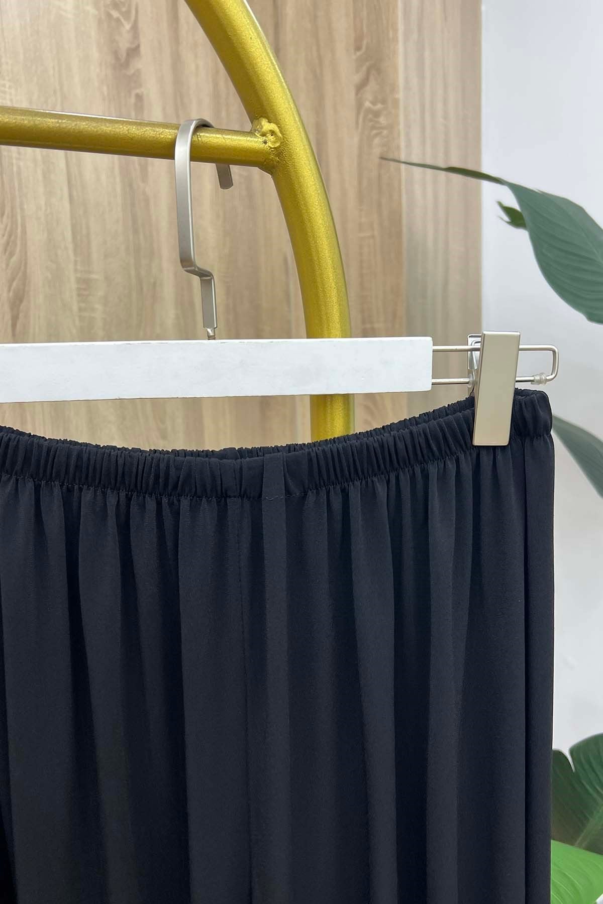 Geleneksel Silüet Akışkan Şalvar Pantalon Siyah