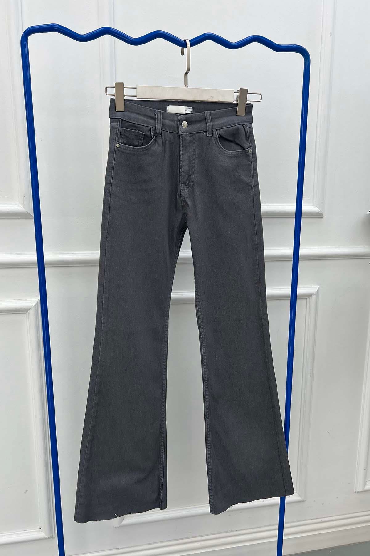 Geniş Paça Kot Pantalon Antrasit