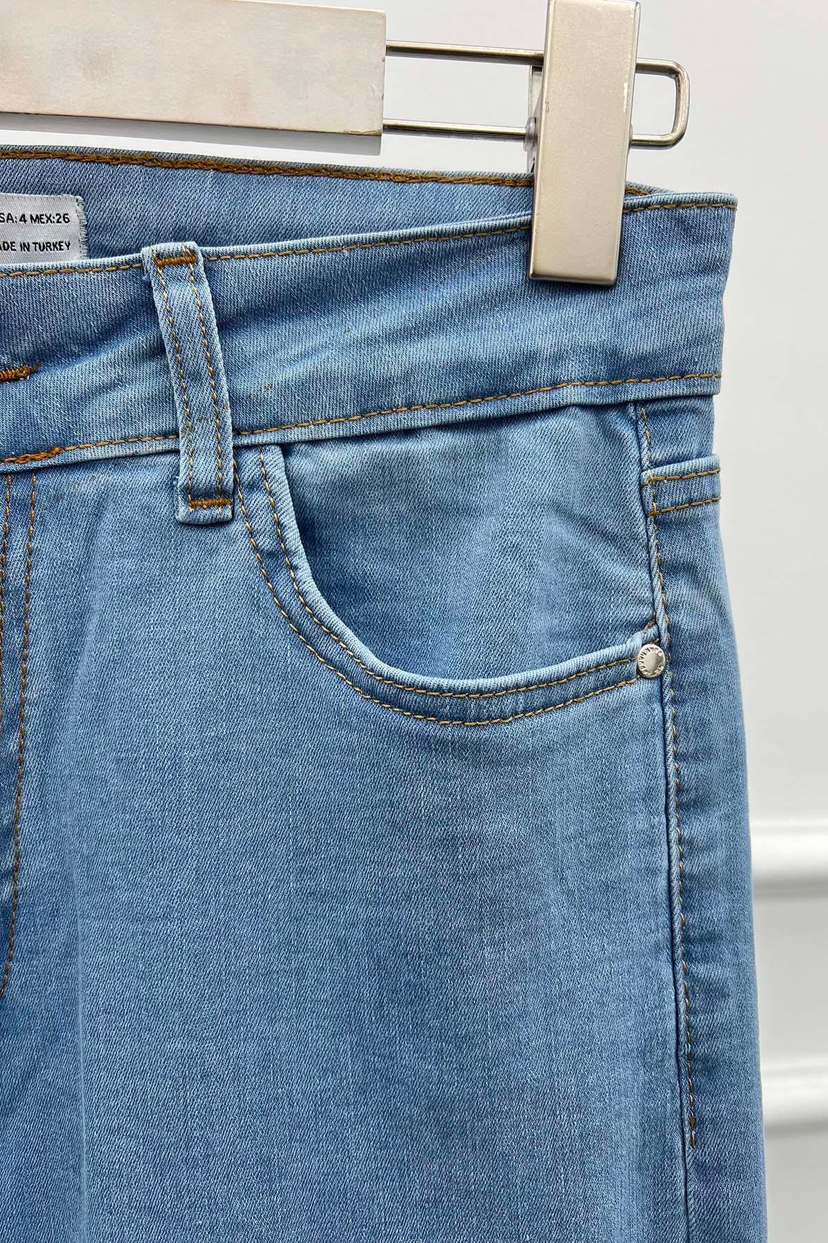 Geniş Paça Kot Pantalon Mavi