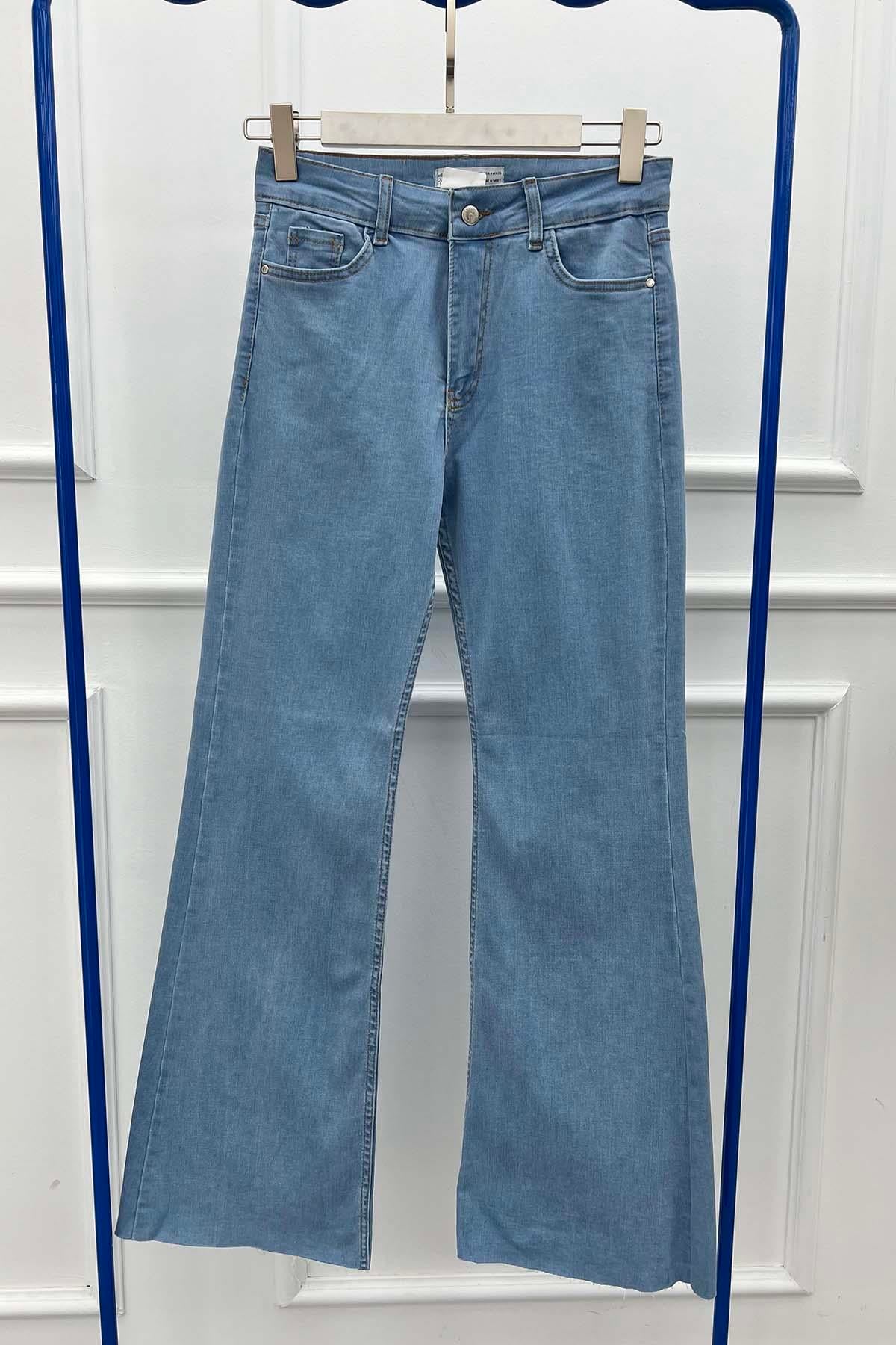 Geniş Paça Kot Pantalon Mavi