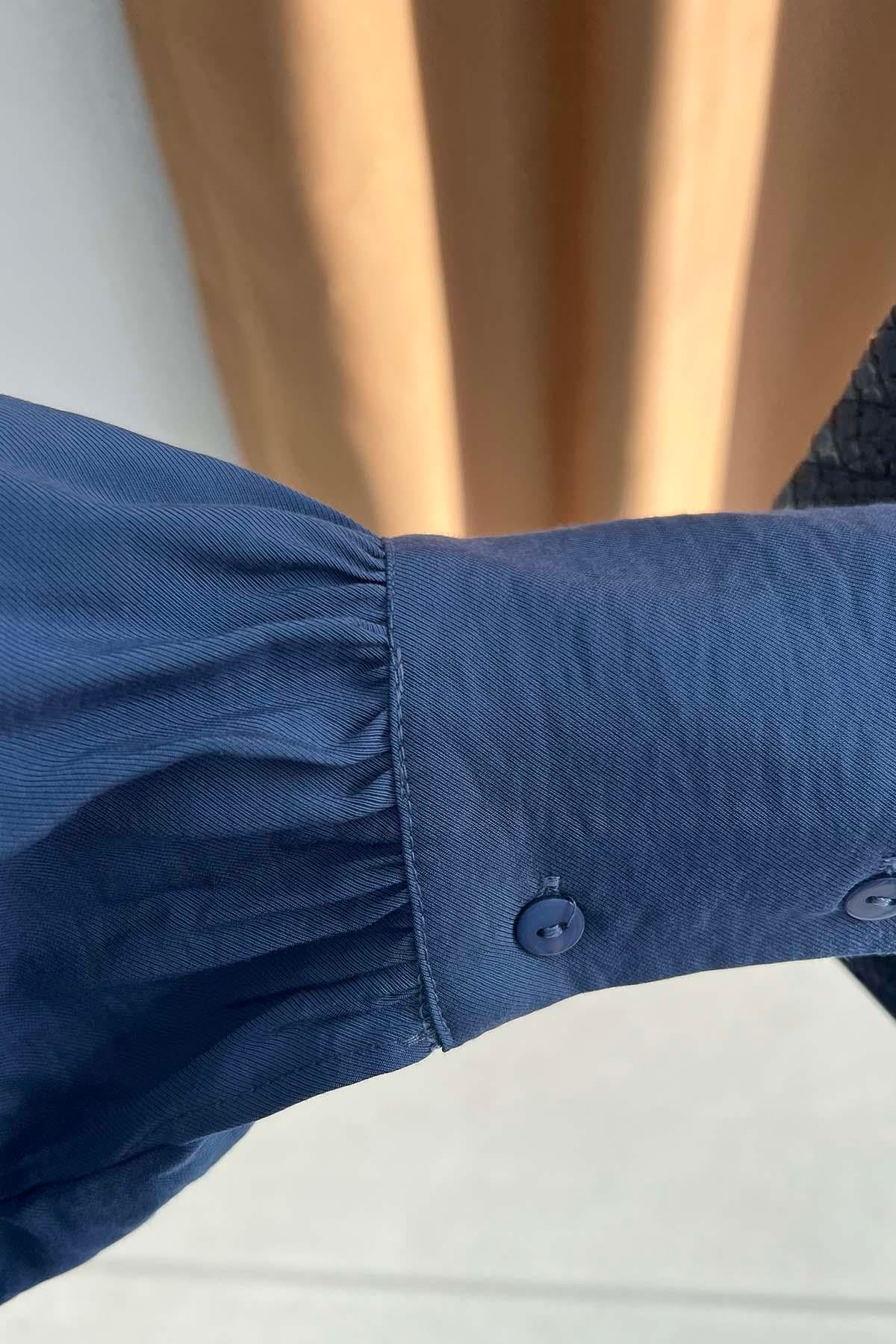 Gizli Patlı Modern Elbise Mavi